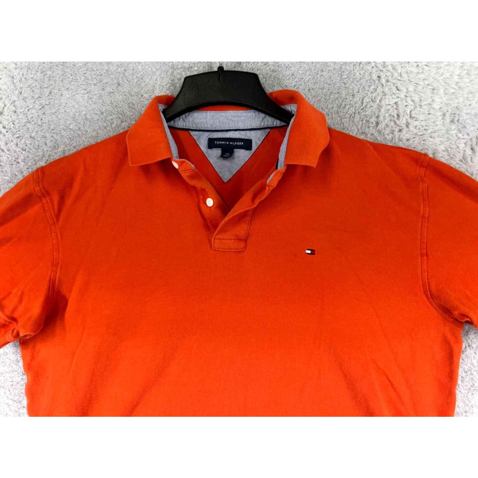 Tommy Hilfiger VINTAGE Tommy Hilfiger Polo Shirt Men L Orange 100% Cotton Short Sleeve Golf Shirts Polo Man Large Orange 90s Modern American Sports Mens Size US L / EU 52-54 / 3 - 4 Thumbnail
