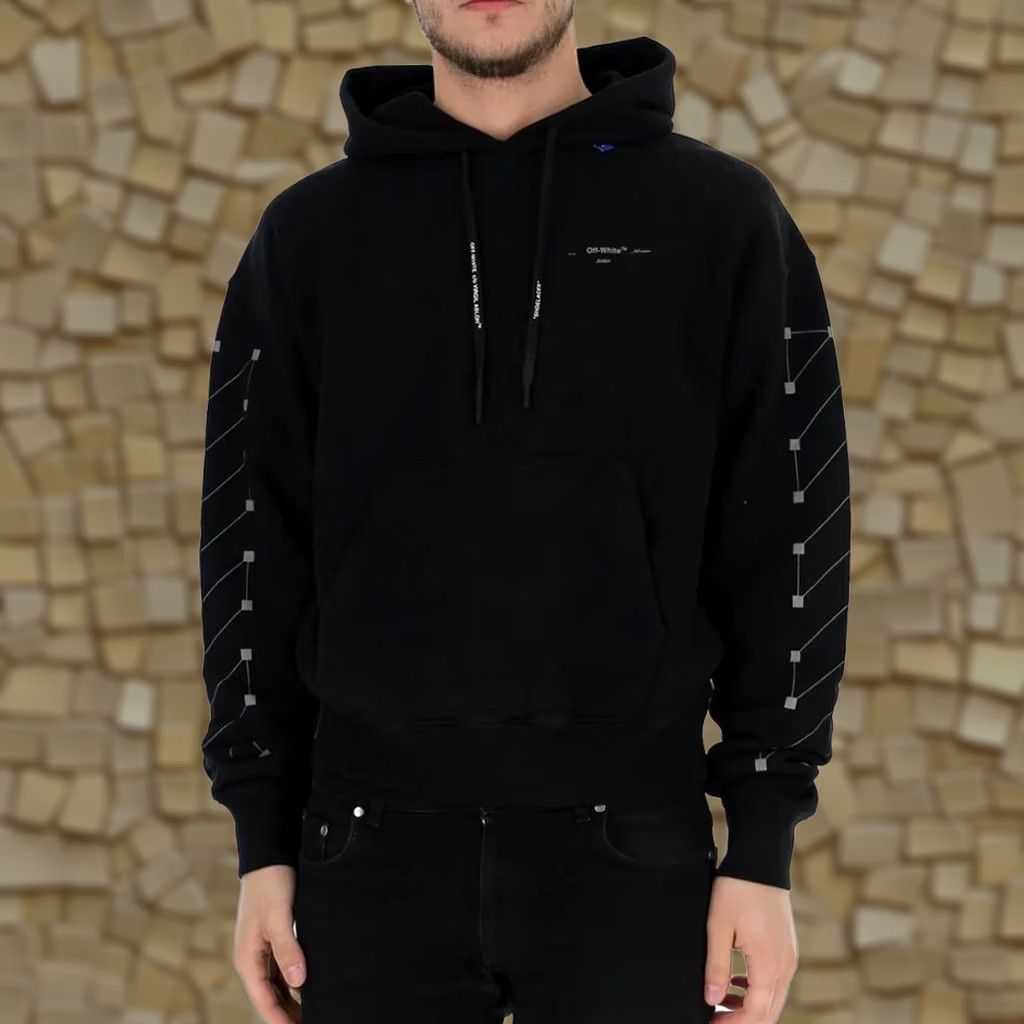 Off-White VINTAGE Off-White Mens Hoodie Black XS Pullover Logo Front Cotton Fleece Kangaroo Pocket Diag Backone? Size US XS / EU 42 / 0 - 1 Thumbnail