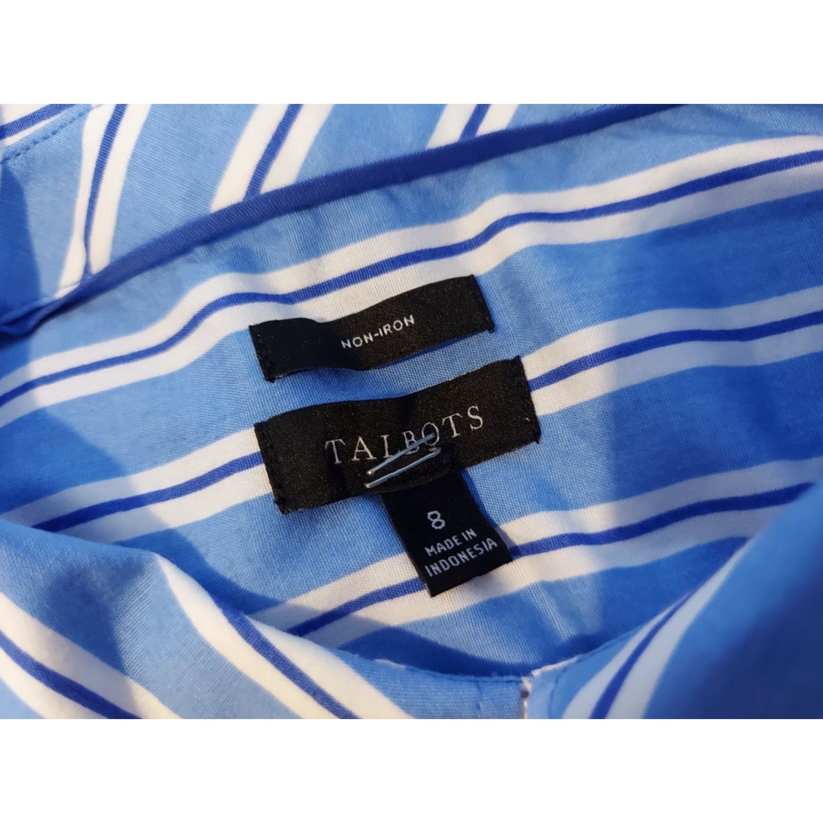 Talbots Womens Talbots Dress Shirt Blouse 8 Blue Cotton Shirt Womens 8 Blue Cotton Blouse Talbots Shirt Size M / US 6-8 / IT 42-44 - 2 Thumbnail