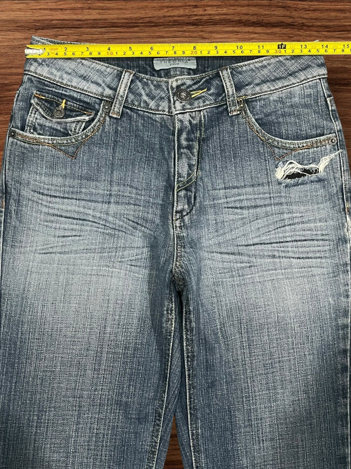 Japanese Brand Vintage Japanese Brand Blue Washed Distressed Flare Jeans Size 27" / US 4 / IT 40 - 12 Thumbnail