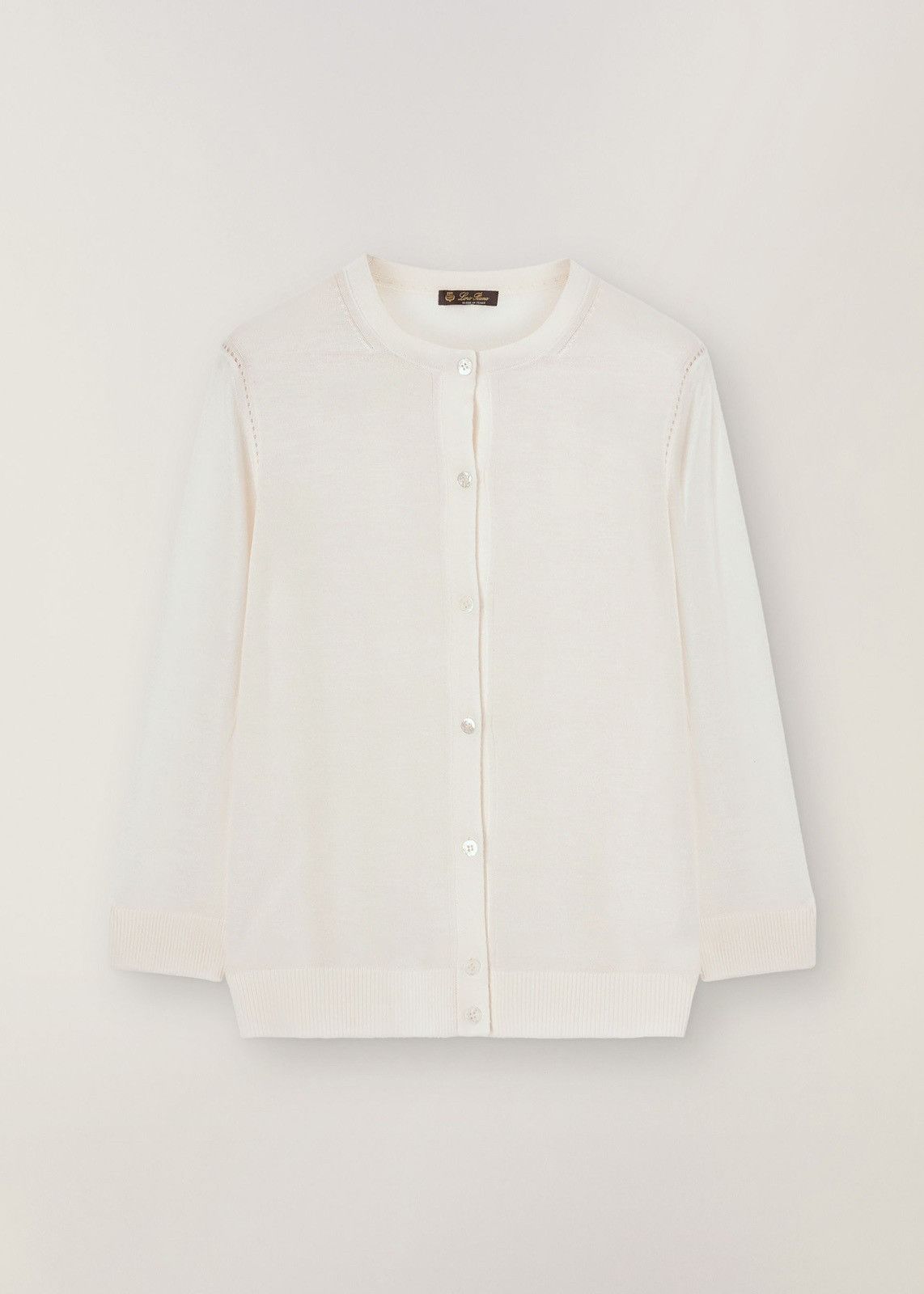 Loro Piana o1srvl11e1124 Long-Sleeved Roundneck Cardigan in White Size XS / US 0-2 / IT 36-38 - 1 Thumbnail