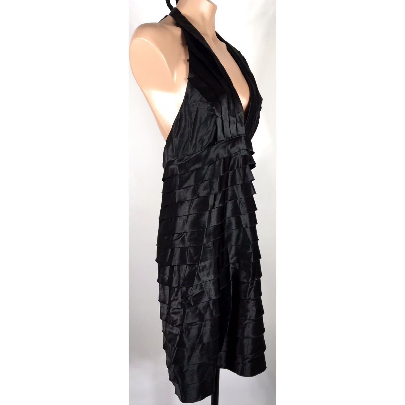 Bcbgmaxazria VTG 90s y2k Strapless Halter Dress Black Lace Tiered Ruffles Sz 12 NWT BCBGMAXAZRIA Womens Size XL / US 12-14 / IT 48-50 - 5 Thumbnail