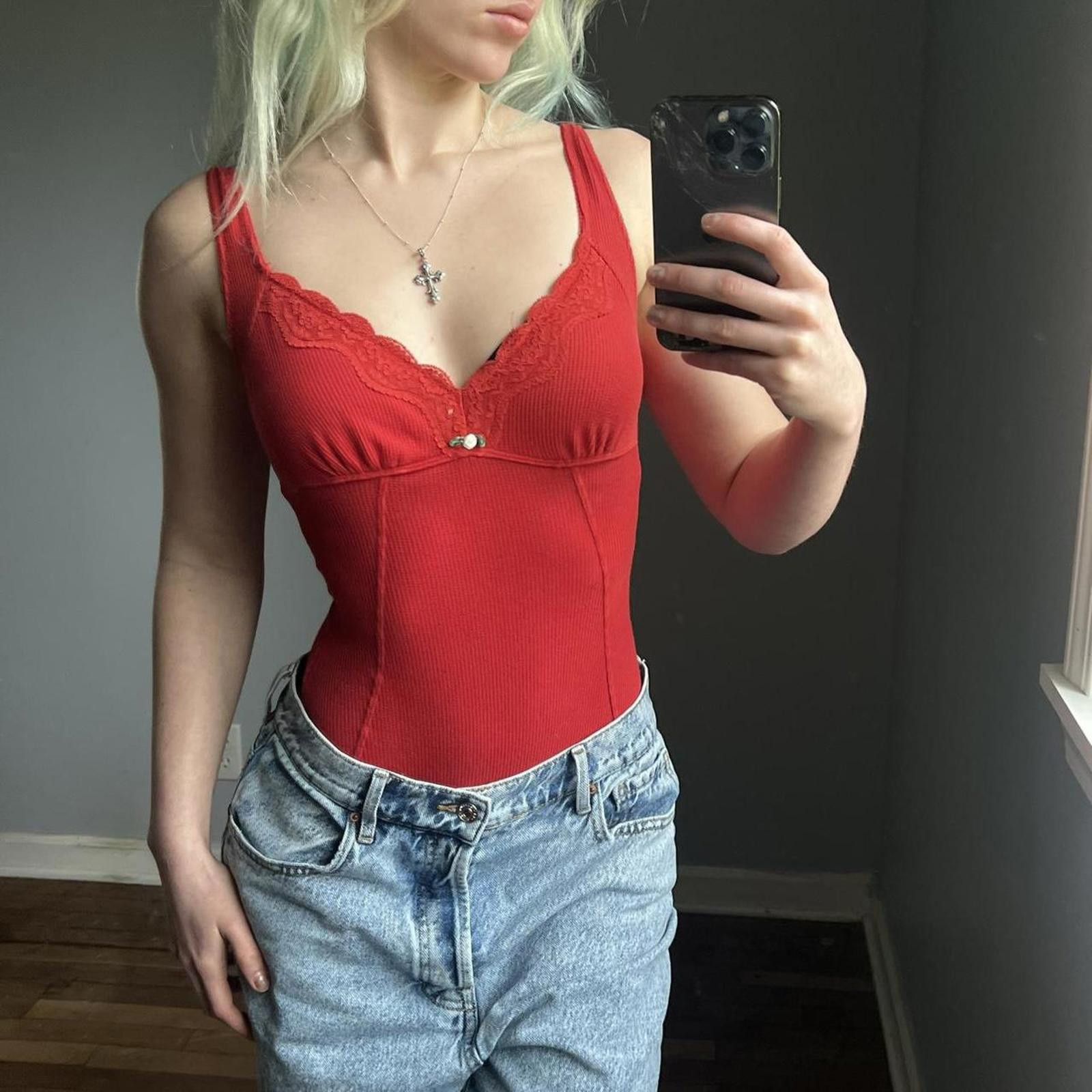 Target Basics Red lace coquette bodysuit Size S / US 4 / IT 40 - 4 Thumbnail
