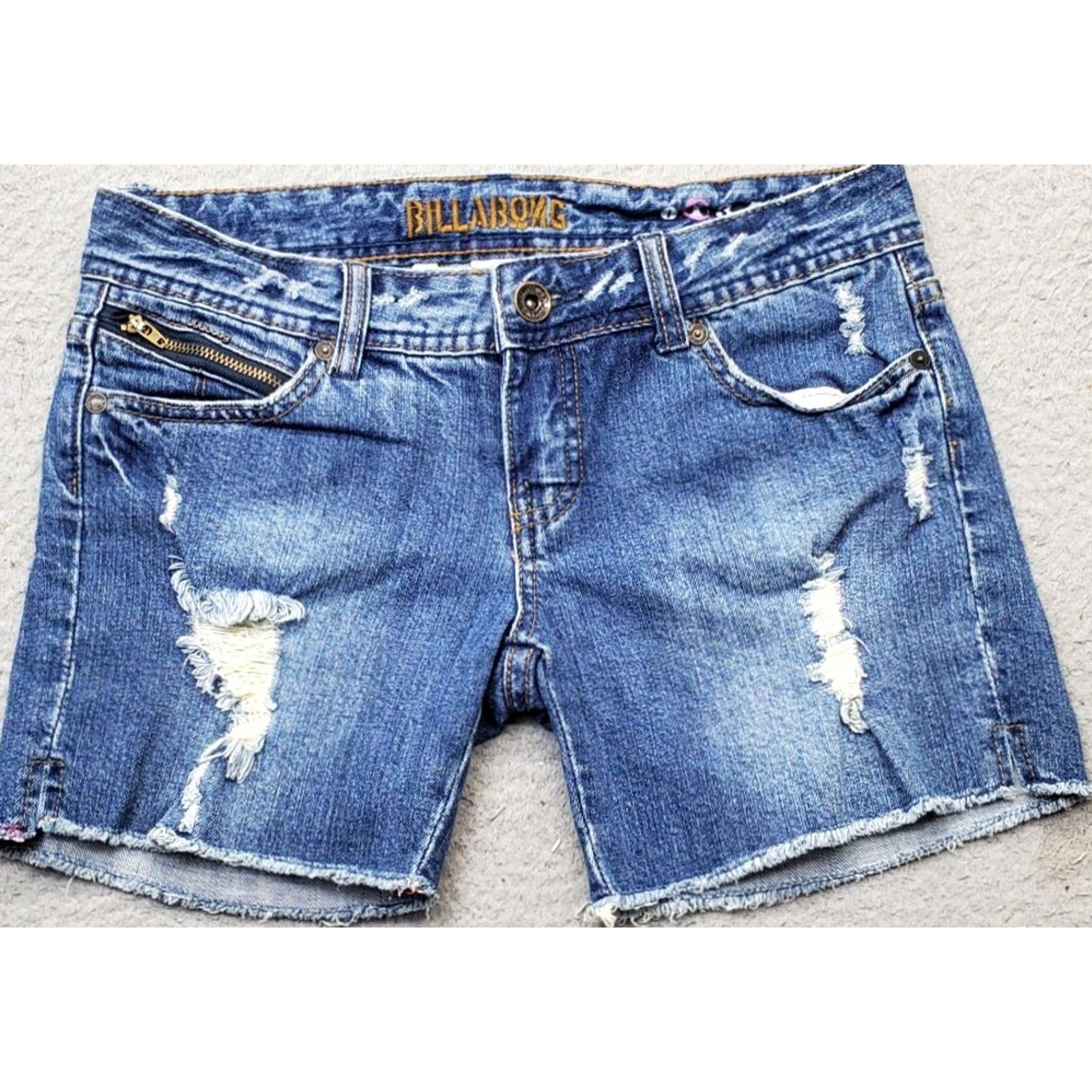Billabong Billabong Jeans Bermuda Short Women's 1 Blue Denim Distressed Frayed Hem 5-Pocket Denim Cotton Shirt Woman Pink? Size 25" / US 0 / IT 36 - 2 Thumbnail