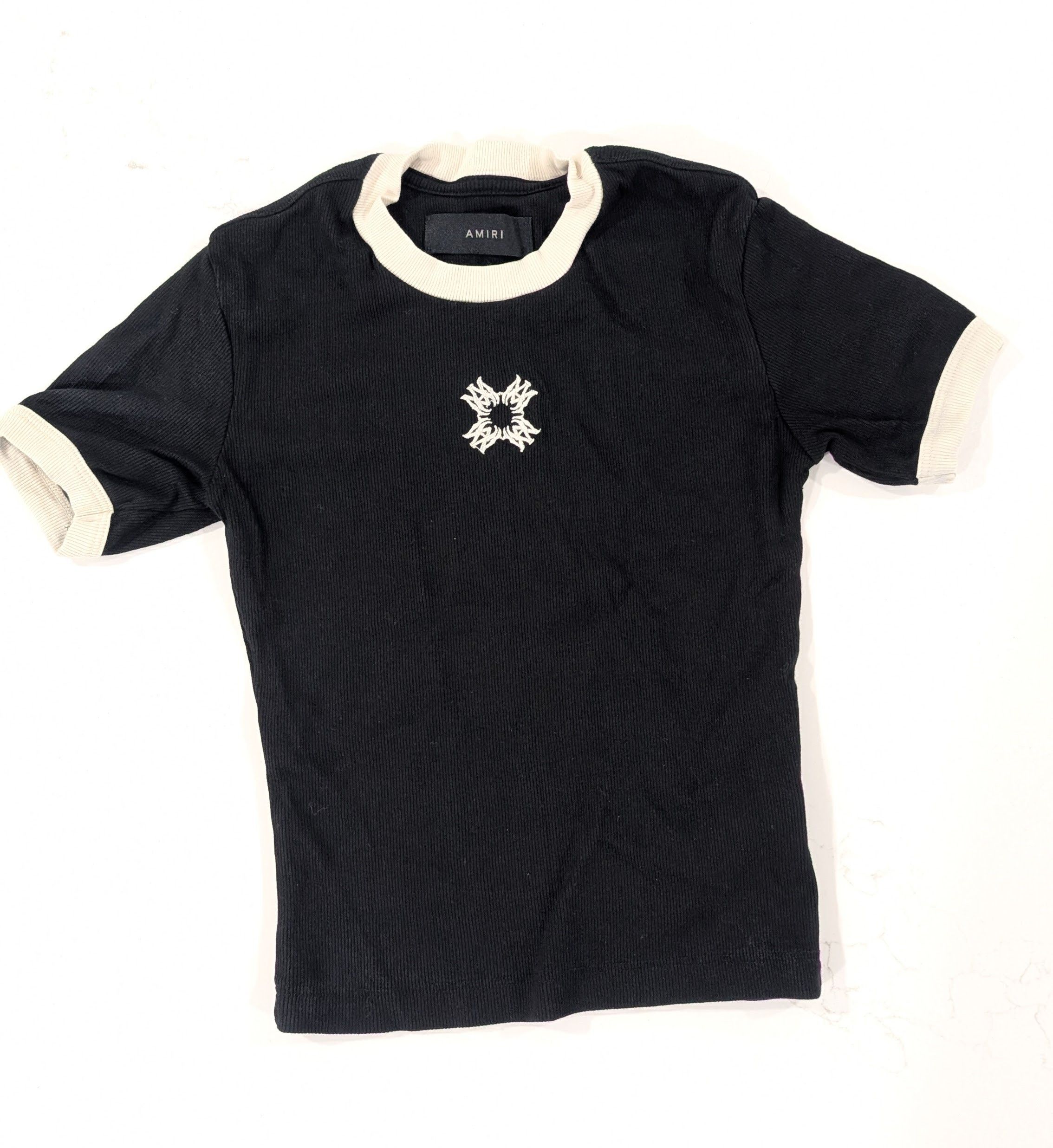 Amiri MA Quad Baby Tee Womens XXS Black Ribbed
