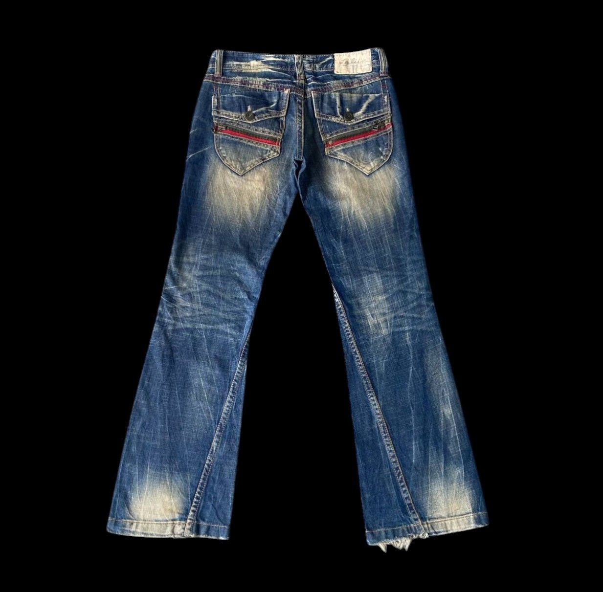 Japanese Brand VINTAGE LOLITA FLARED MUD-WASH RUSTY CLAWMARKS TWISTED SEAM Size US 29 - 10 Thumbnail