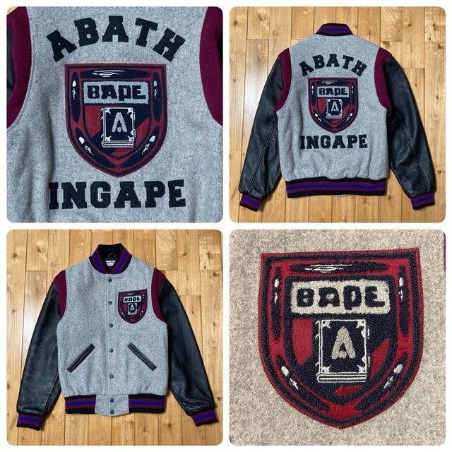 Bape × Ebbets Field Flannels BAPE × EBBETS FIELD FLANNELS Leather Sleeve Varsity Jacket Size US S / EU 44-46 / 1 - 1 Thumbnail
