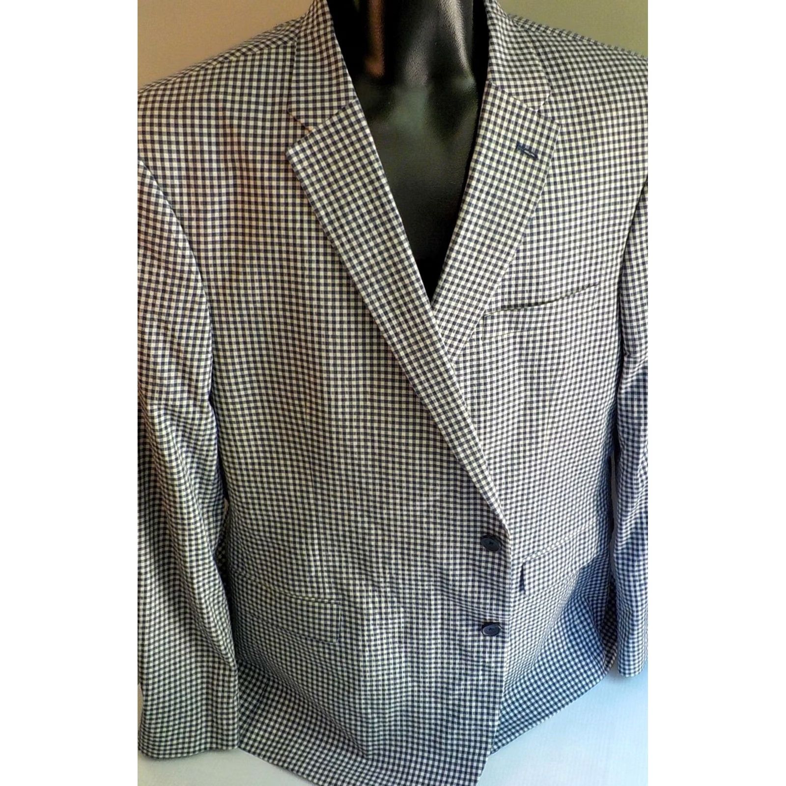 Tommy Hilfiger VINTAGE Tommy Hilfiger Cotton Blazer Navy/White 2 Button Single Breasted 48R Mens Size 48R - 2 Thumbnail