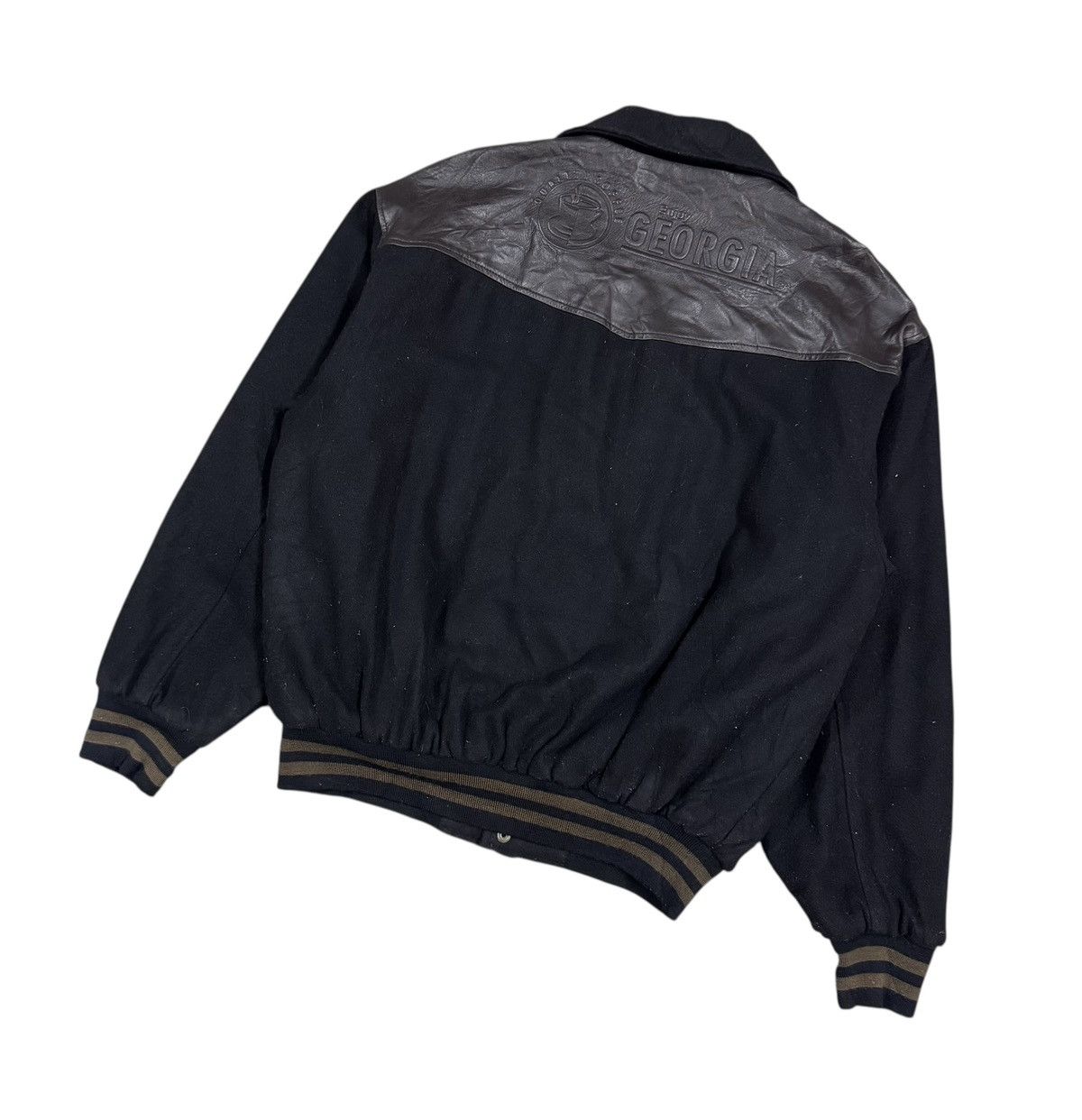 Vintage Vtg🔥90’s Georgia Coffee Varsity Leather/Wool Jacket Size US L / EU 52-54 / 3 - 15 Thumbnail