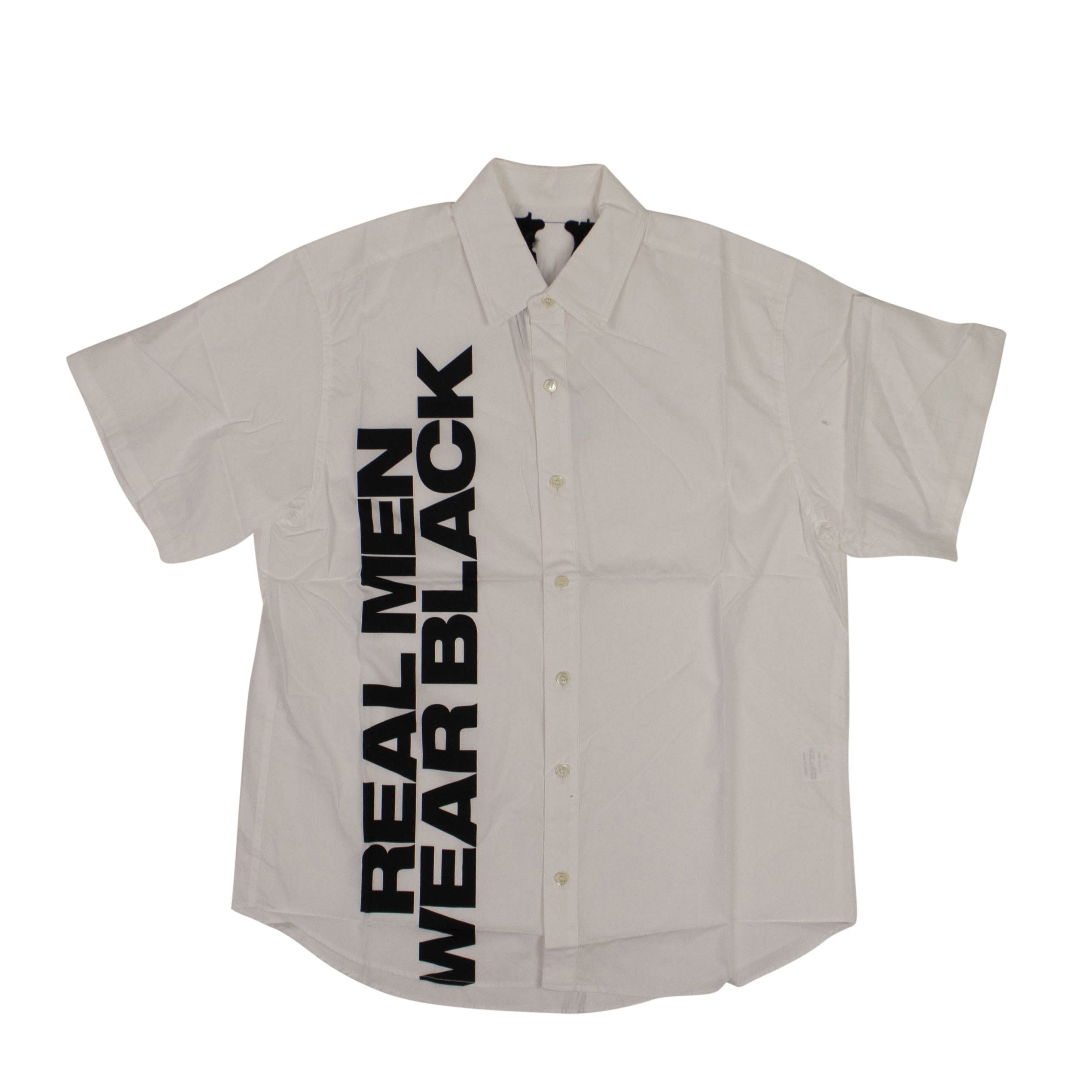 image of Vlone White Real Men Wear Black Button Down Short Sleeve Shirt Xl