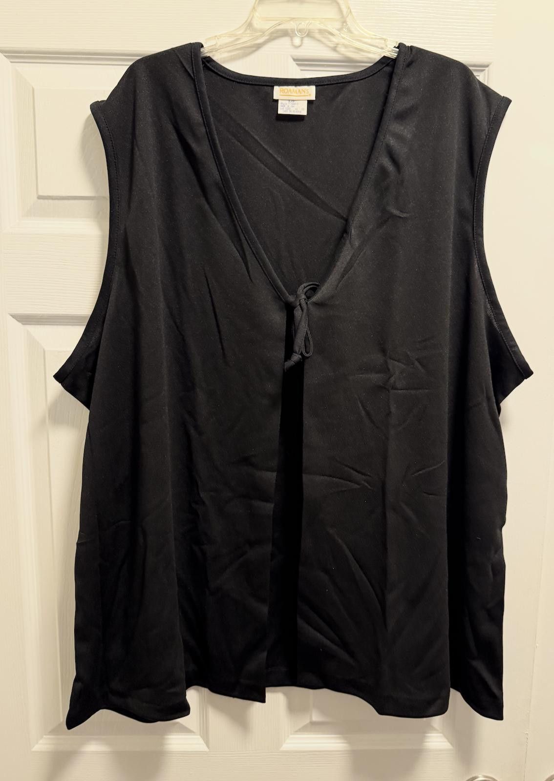Designer Classic Roaman’s Black Tie-Front Sleeveless Top C2 Size M / US 6-8 / IT 42-44 - 1 Thumbnail