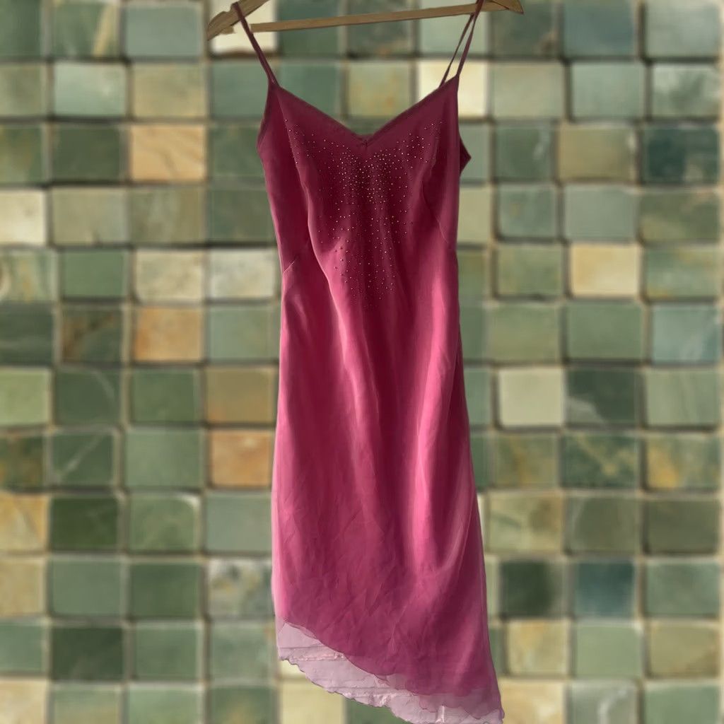 Pinko VINTAGE Y2K Dress Pink Midi Sheath Rhinestone Party Cocktail Womens Petite 6P Size M / US 6-8 / IT 42-44 - 1 Thumbnail