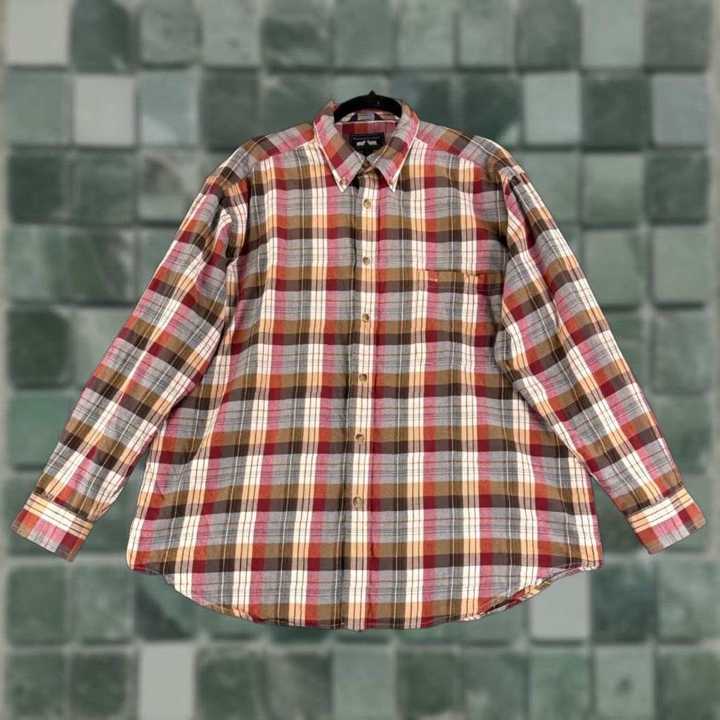 Vintage Woods & Gray Button-Down Shirt Mens Large Brown Plaid Long Sleeve Cotton Casual Size US L / EU 52-54 / 3 - 1 Thumbnail