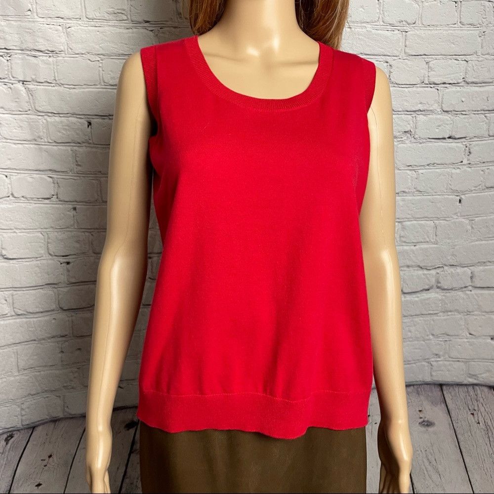Talbots NWT New Talbots Pima Cotton Sleeveless Knit Red Top Size XP Size S / US 4 / IT 40 - 2 Thumbnail