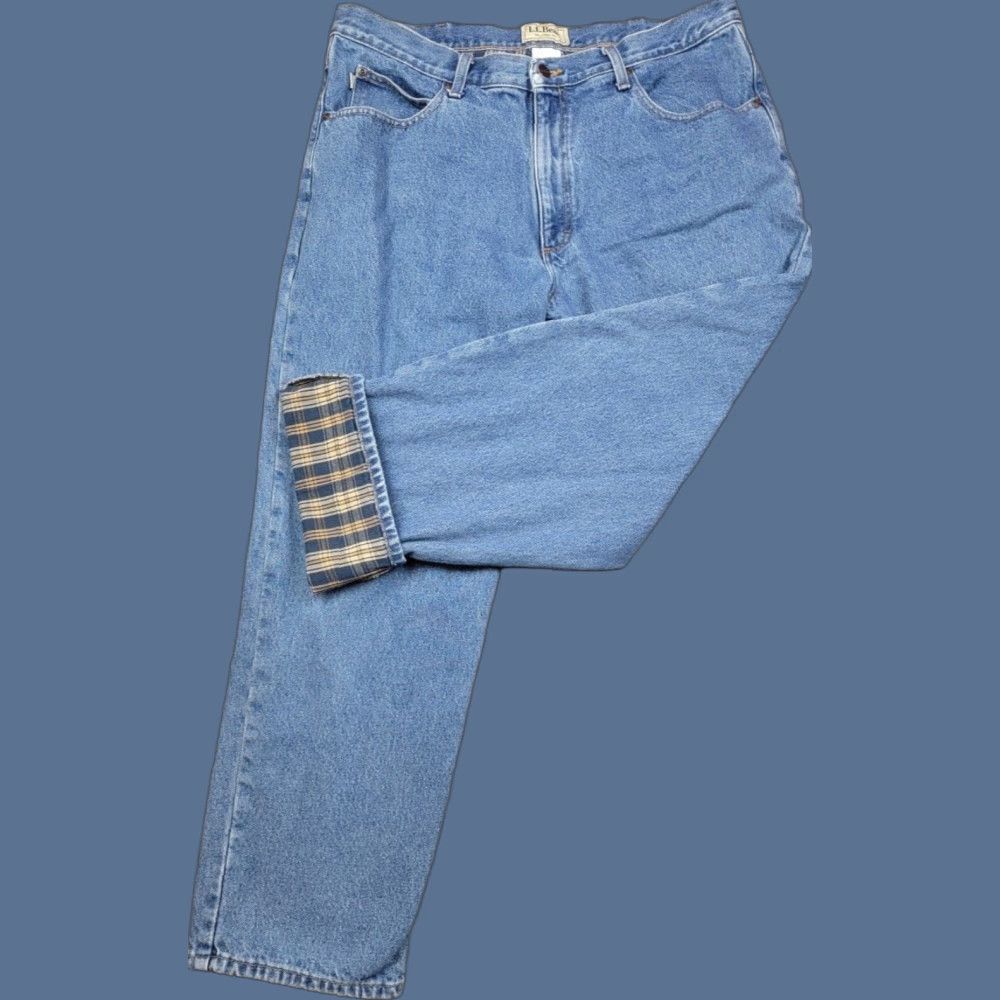 Vintage LL Bean Jeans Mens 38x29 Blue Medium Wash Flannel Lined Relaxed Fit Outdoor Jeans Size US 38 / EU 54 - 1 Thumbnail