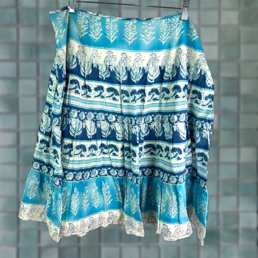 Chaps Chaps Denim Pleated Floral Lined Midi Skirt Womens Size 16 Blue Size 38" / US 16 / IT 52 - 1 Thumbnail