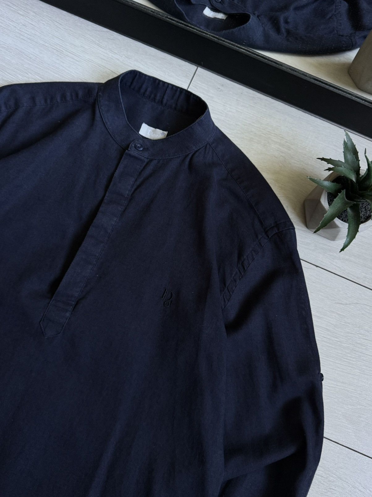 Dior Dior Linen Navy Luxury Button Up Shirt Size US L / EU 52-54 / 3 - 5 Thumbnail