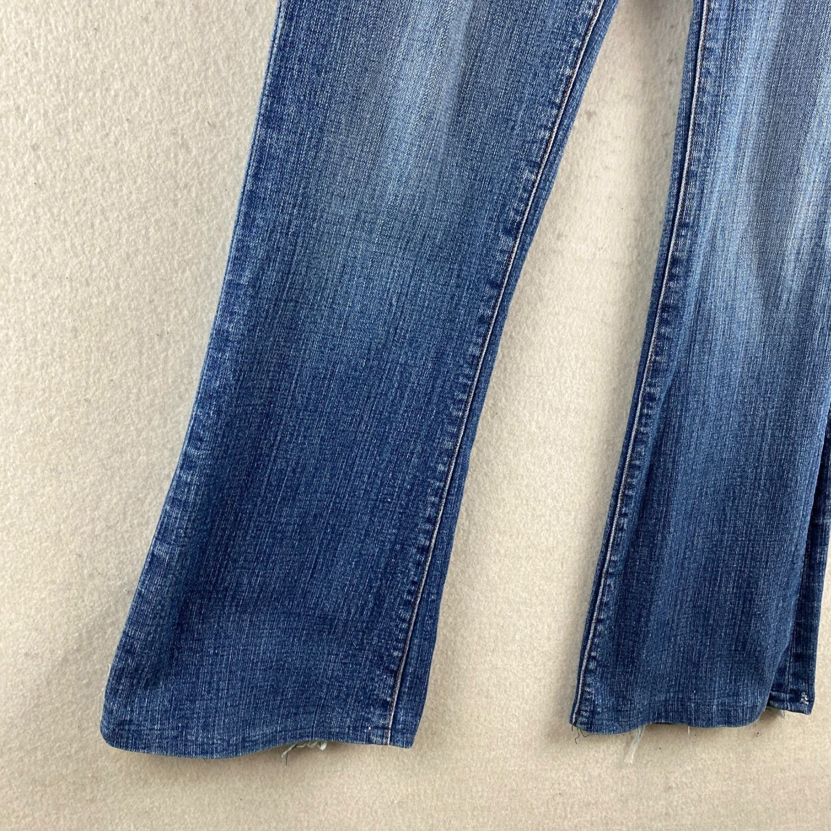 Vintage Seven7 Jeans Womens Flared Jeans 27 Blue Low-Rise Distressed Embroidered Denim Pants Size 27" / US 4 / IT 40 - 5 Thumbnail