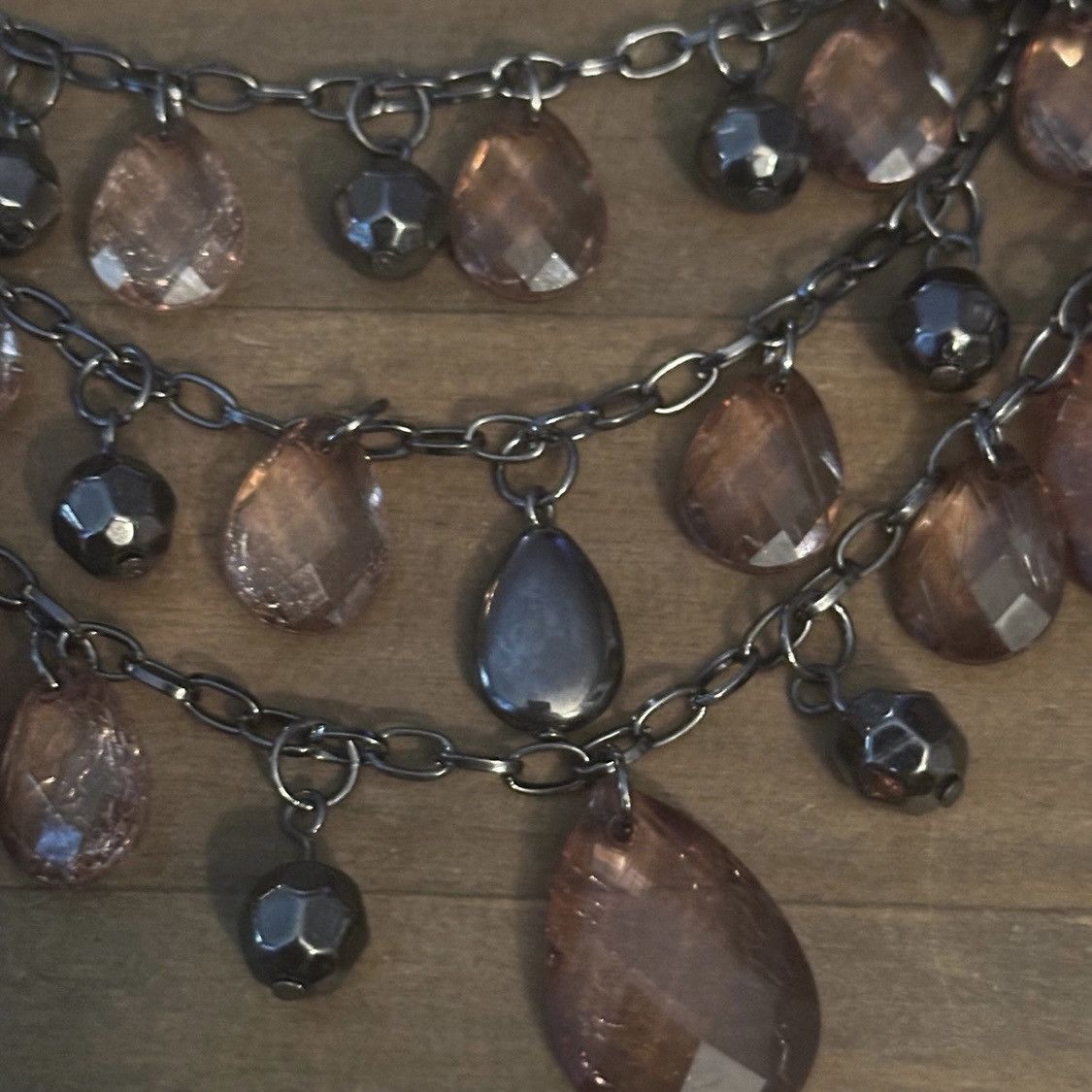 Other Gunmetal multi strand amber dangle bead statement necklace Size ONE SIZE - 3 Thumbnail
