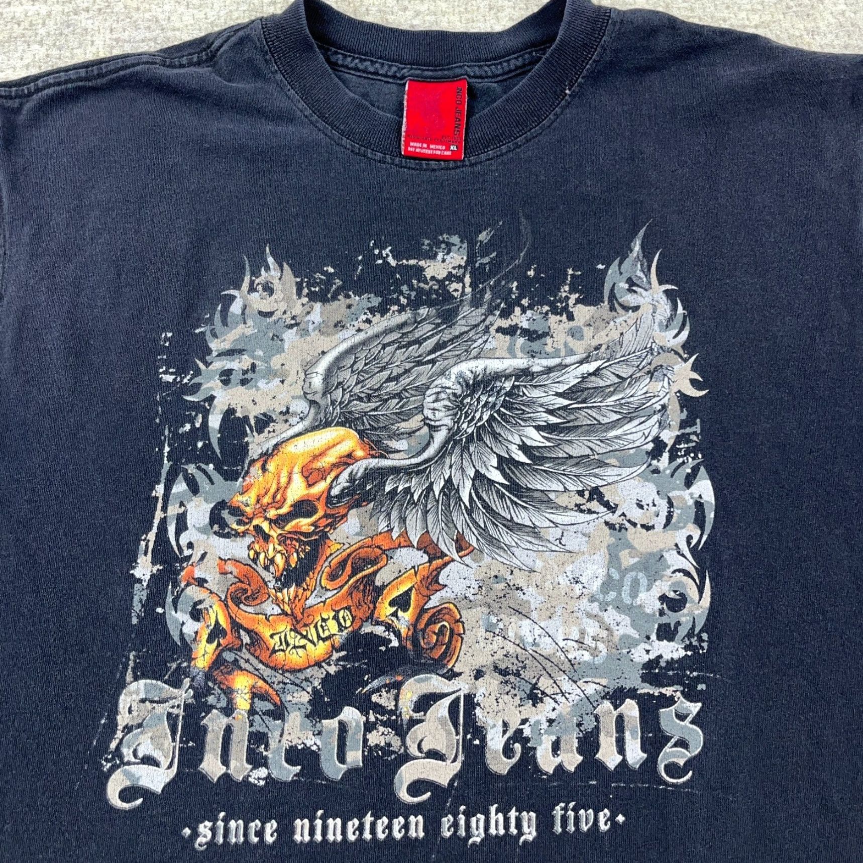 JNCO VINTAGE JNCO Shirt Men XL Black Tank Top Tee Skull Wings Skate Faded 80s Retro Graphic Print T-Shirt Size US XL / EU 56 / 4 - 3 Thumbnail