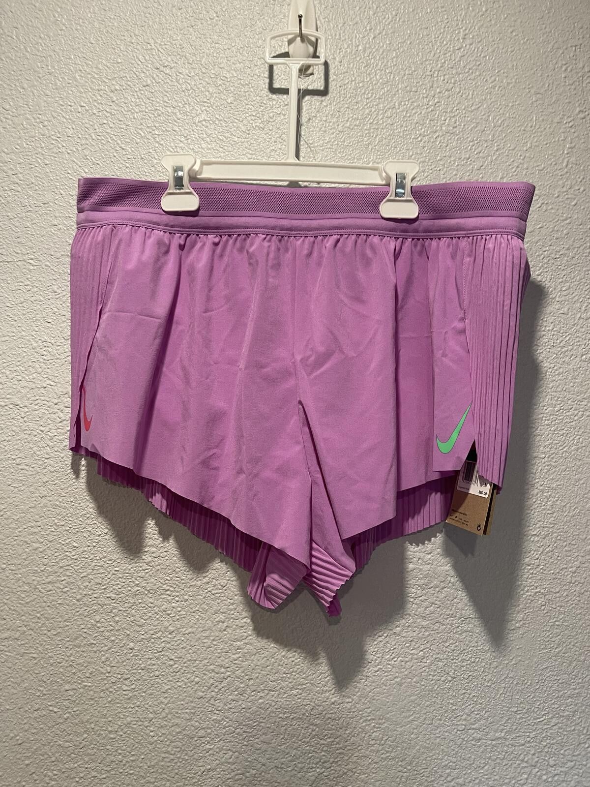 Nike Nike Women's Running Shorts XL Purple with Green Swoosh Size 40" / US 18 - 2 Thumbnail
