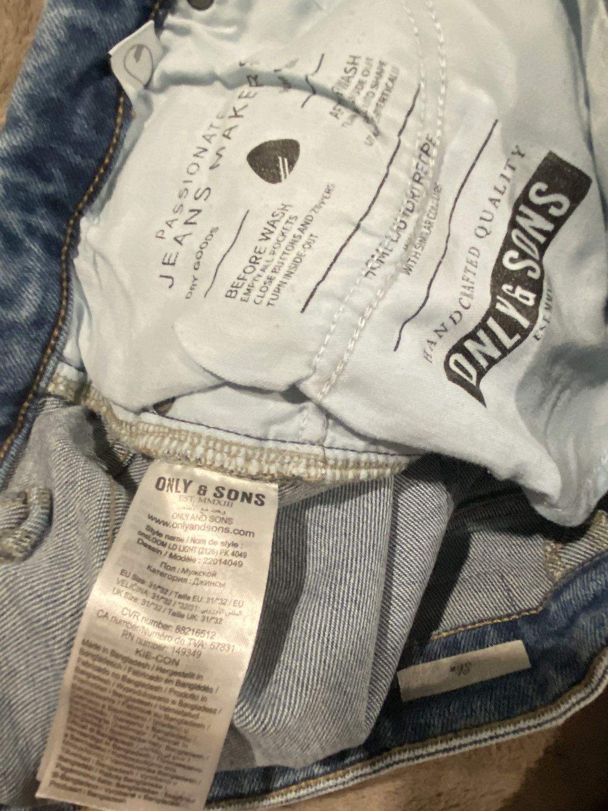 ONLY & SONS Only and Sons 31x32 Blue Slim Jeans Size US 31 - 3 Thumbnail