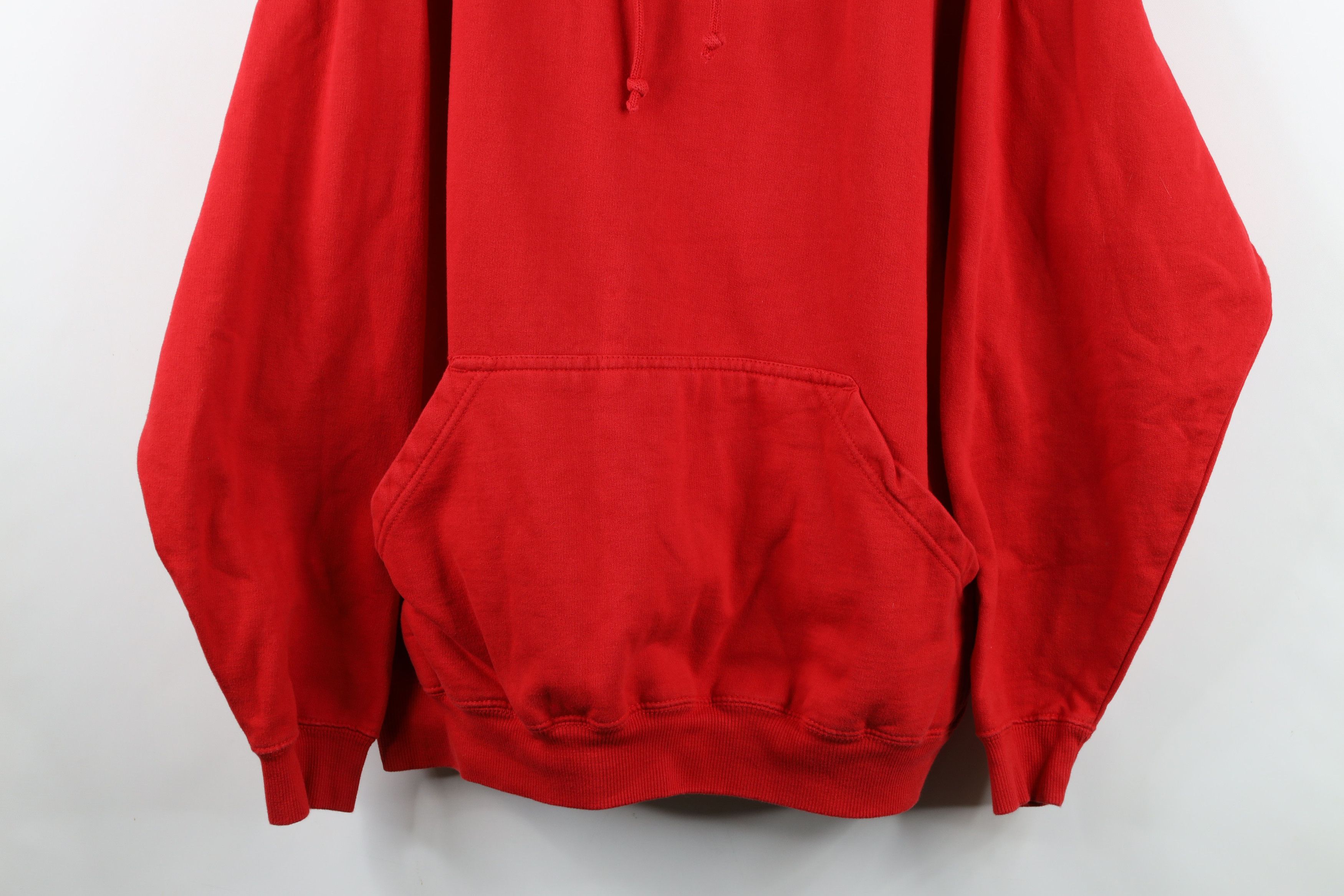 Vintage Vintage 90s Y2K Blank Heavyweight Hoodie Sweatshirt Red Size US XXL / EU 58 / 5 - 3 Thumbnail