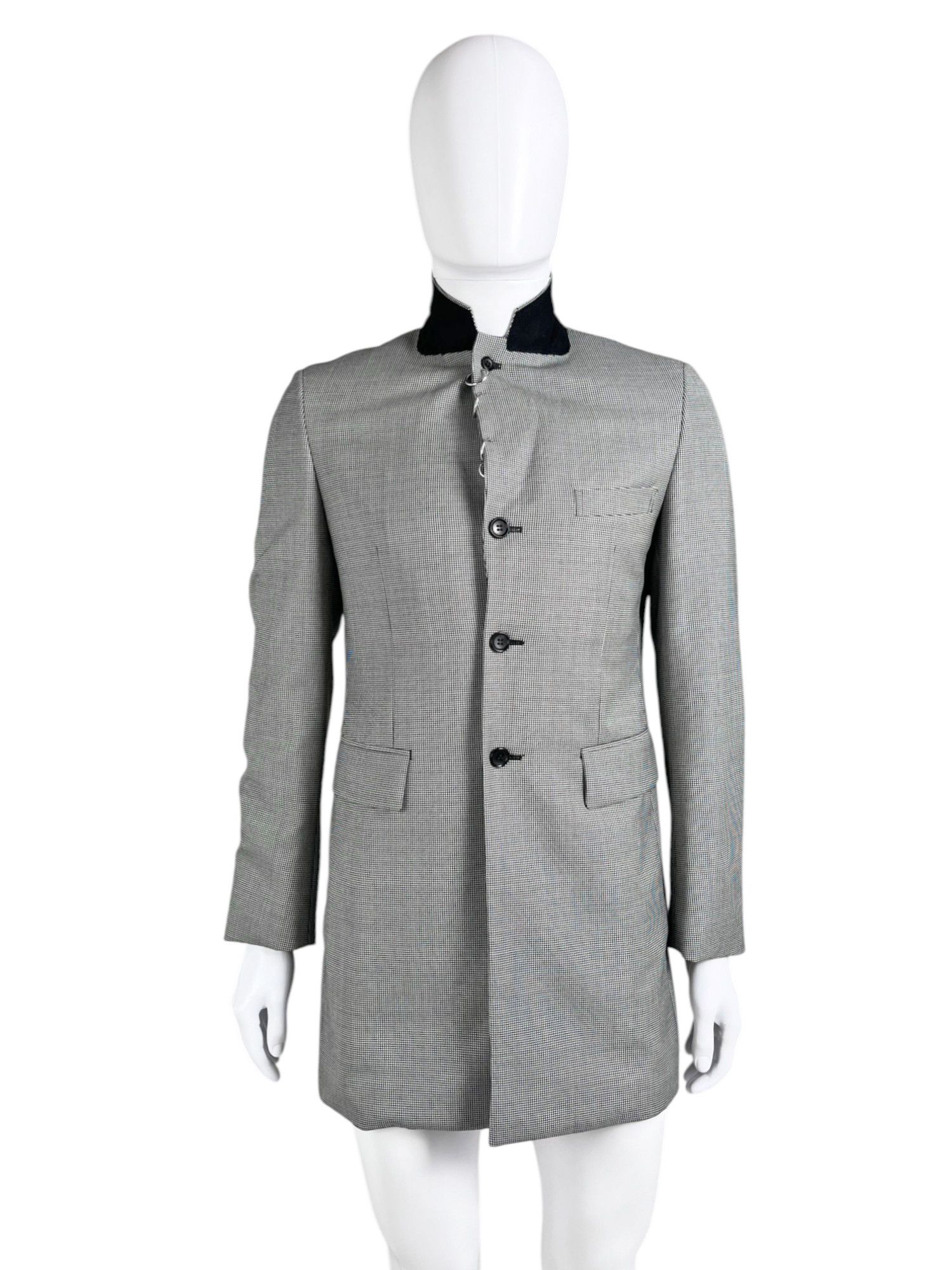 Comme des Garcons Homme Deux S/S 2021 Tartan Studded Grey Coat Size US S / EU 44-46 / 1 - 1 Thumbnail