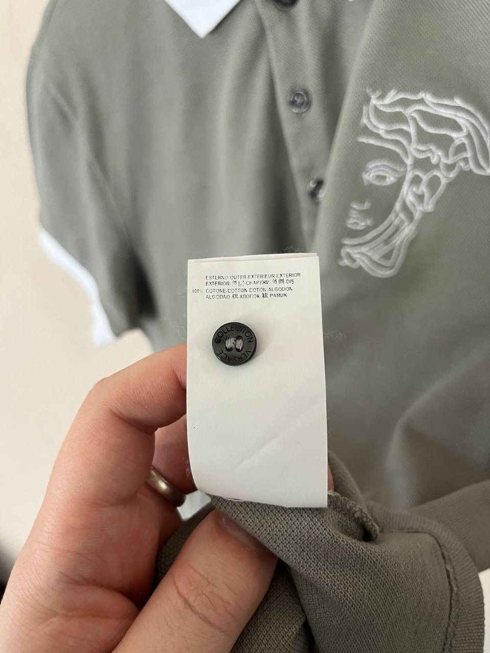Versace Versace Collection Men's Polo Shirt Gray White L 100% Cotton Size US L / EU 52-54 / 3 - 8 Thumbnail