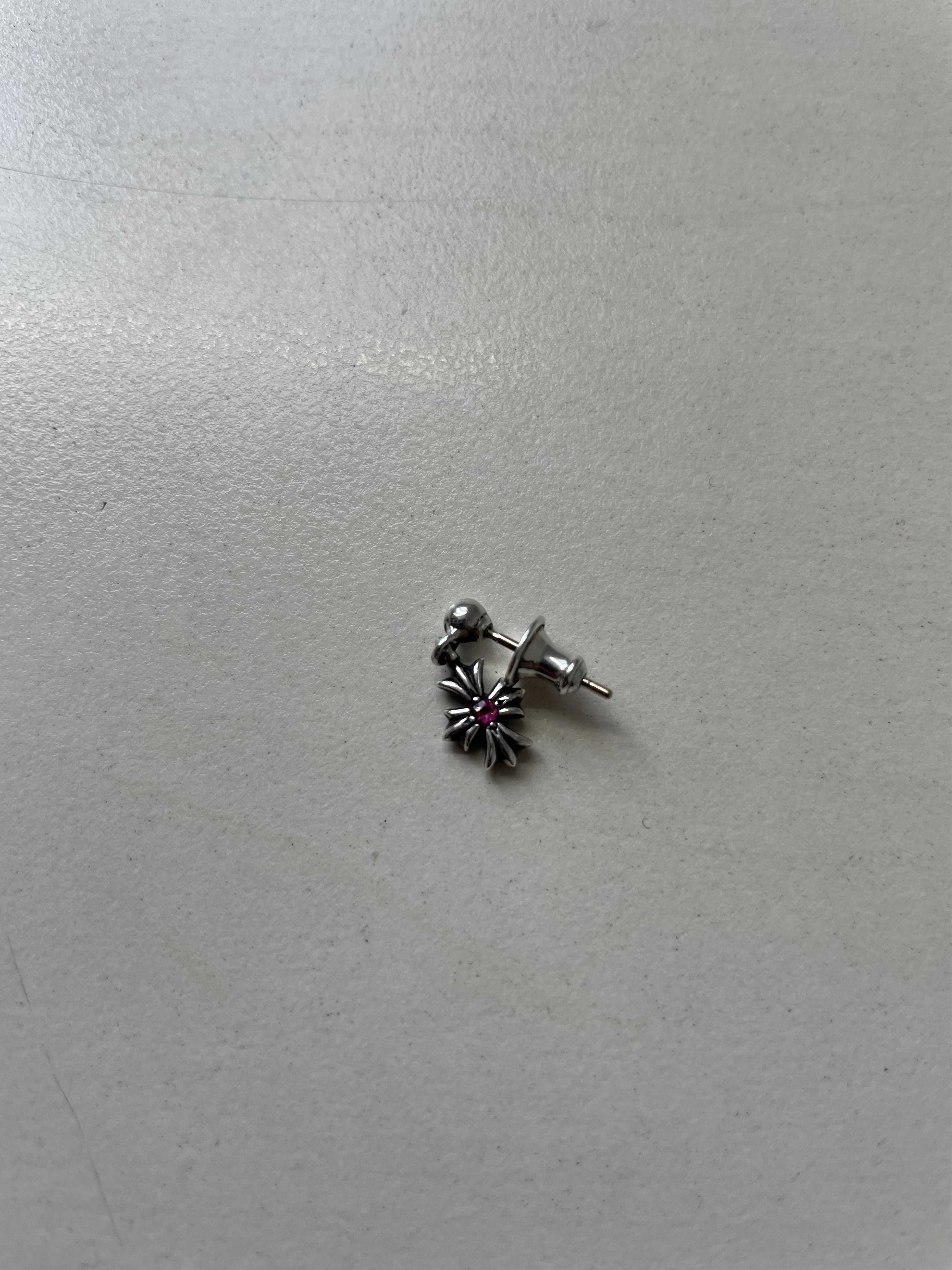 Chrome Hearts Chrome Hearts Silver Pink Saph Tiny E Plus Earring Drop Size ONE SIZE - 8 Thumbnail