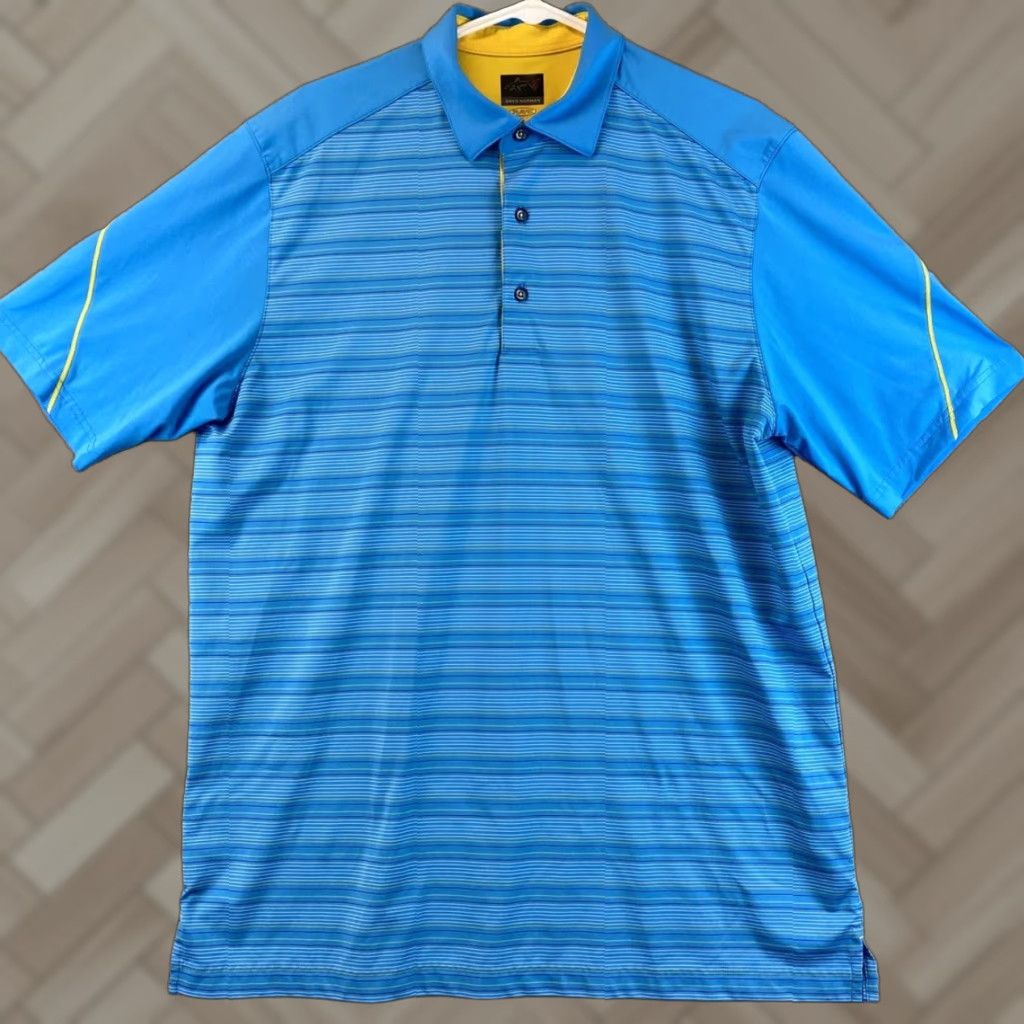 Vintage VINTAGE Greg Norman Play Dry Polo Blue L Men Collared Golf Shirt USA 88-42 Size US L / EU 52-54 / 3 - 1 Thumbnail