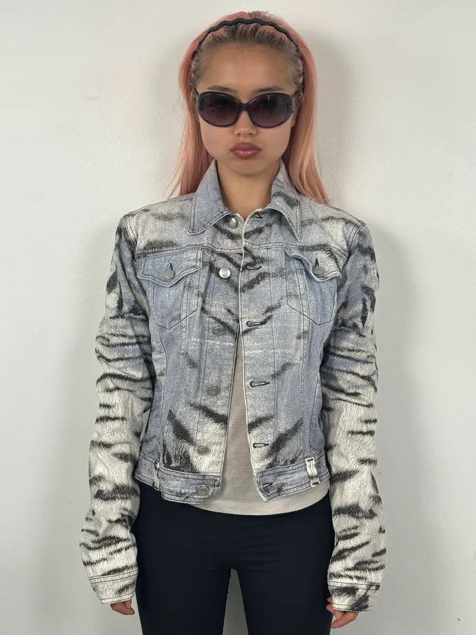 Roberto Cavalli SS2002 Cavalli Blue & White Zebra Savage Denim Jacket Size S / US 4 / IT 40 - 2 Thumbnail
