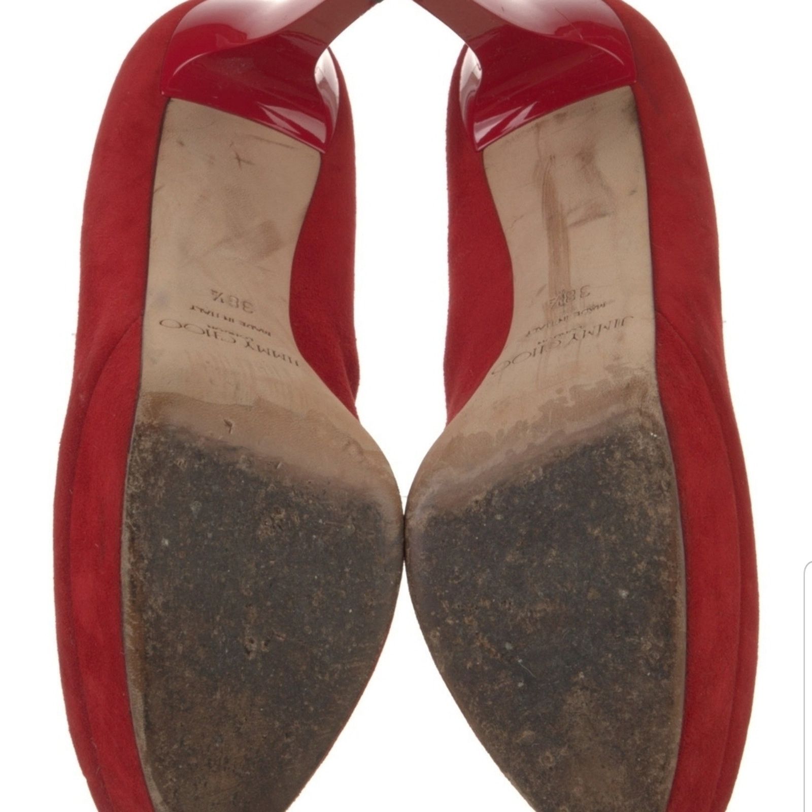 Jimmy Choo Jimmy Choo Red Suede Platform Shoes Size US 8.5 / IT 38.5 - 2 Thumbnail