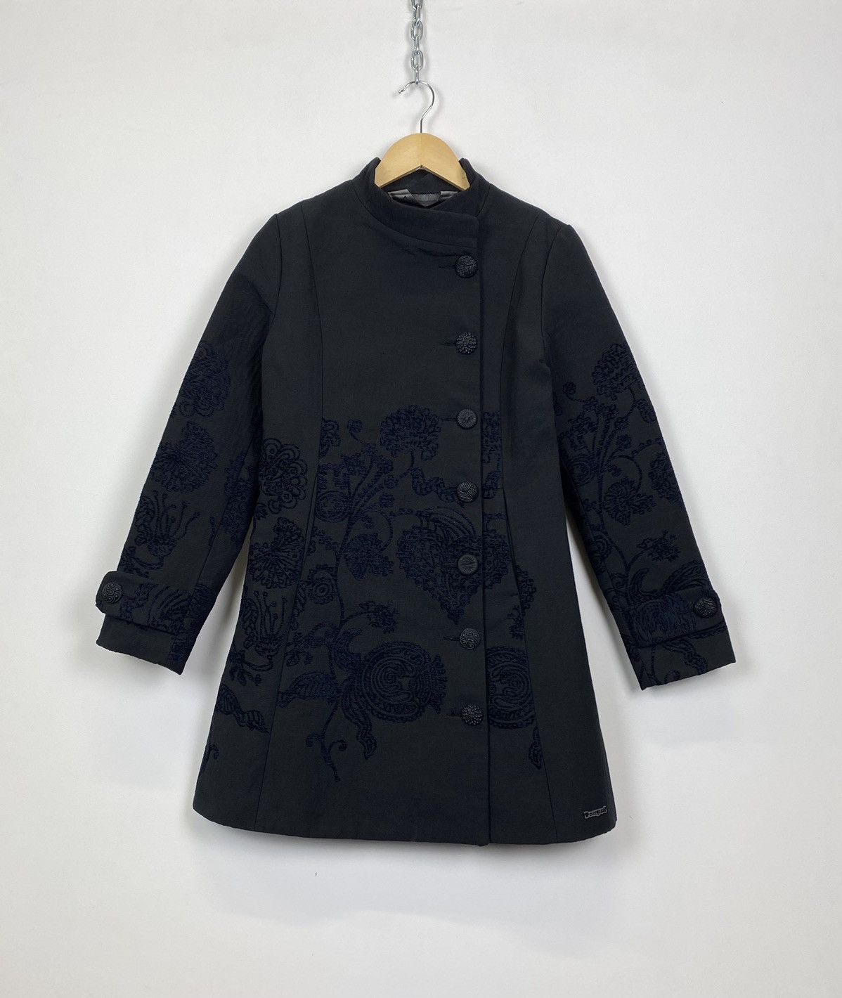 Desigual Vintage Desigual Floral Trench Coat Ladies Size 40 Black Y2K Size S / US 4 / IT 40 - 3 Thumbnail