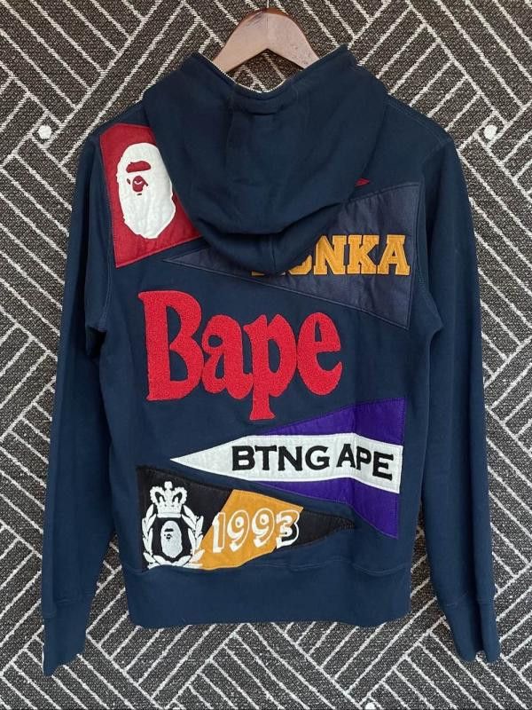 Bape BAPE Men's Navy Blue Flock Print Hoodie Size US M / EU 48-50 / 2 - 2 Thumbnail
