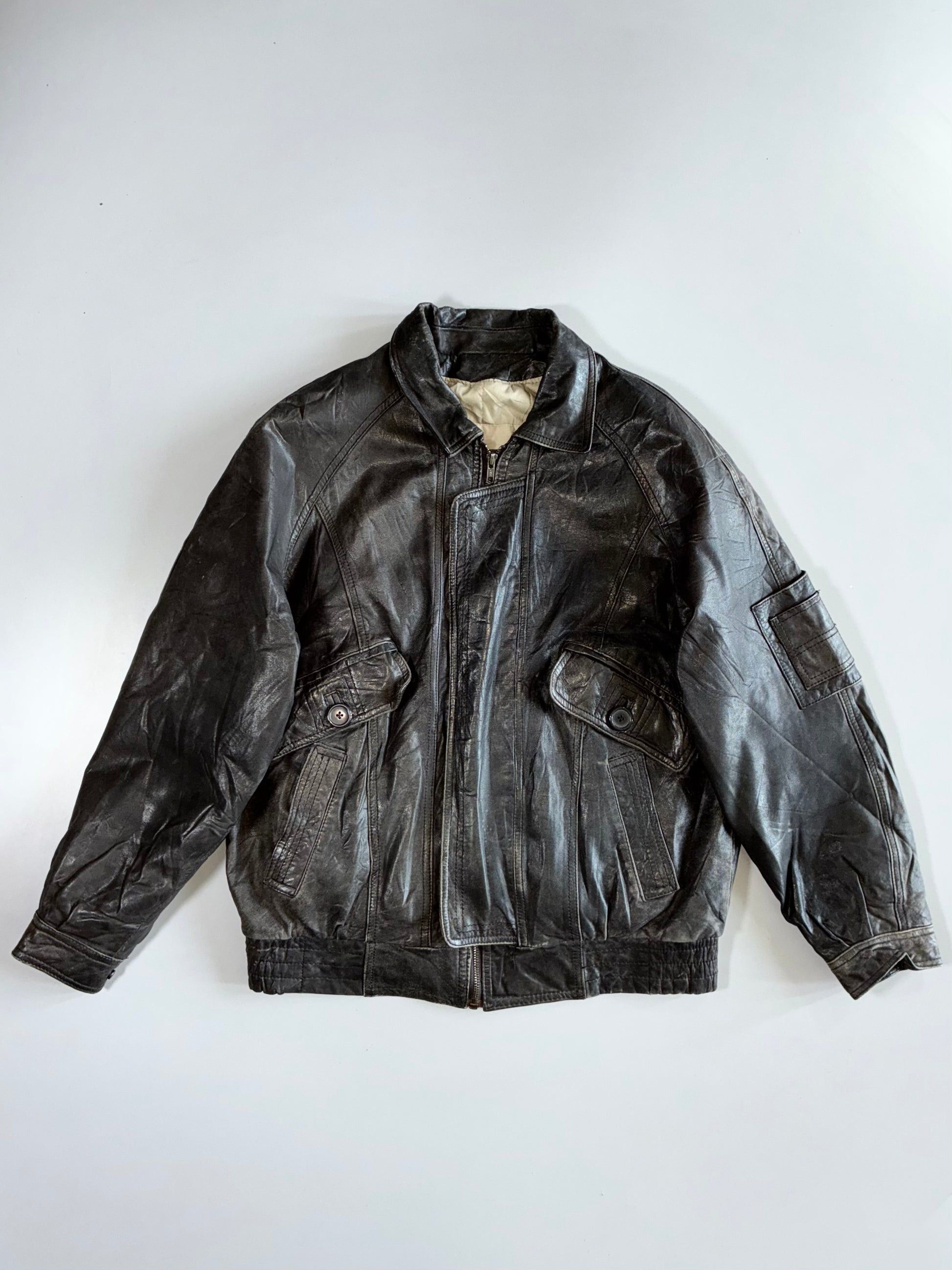 Other Vintage Bellissimo Genuine Leather Bomber Jacket Size US M / EU 48-50 / 2 - 1 Thumbnail