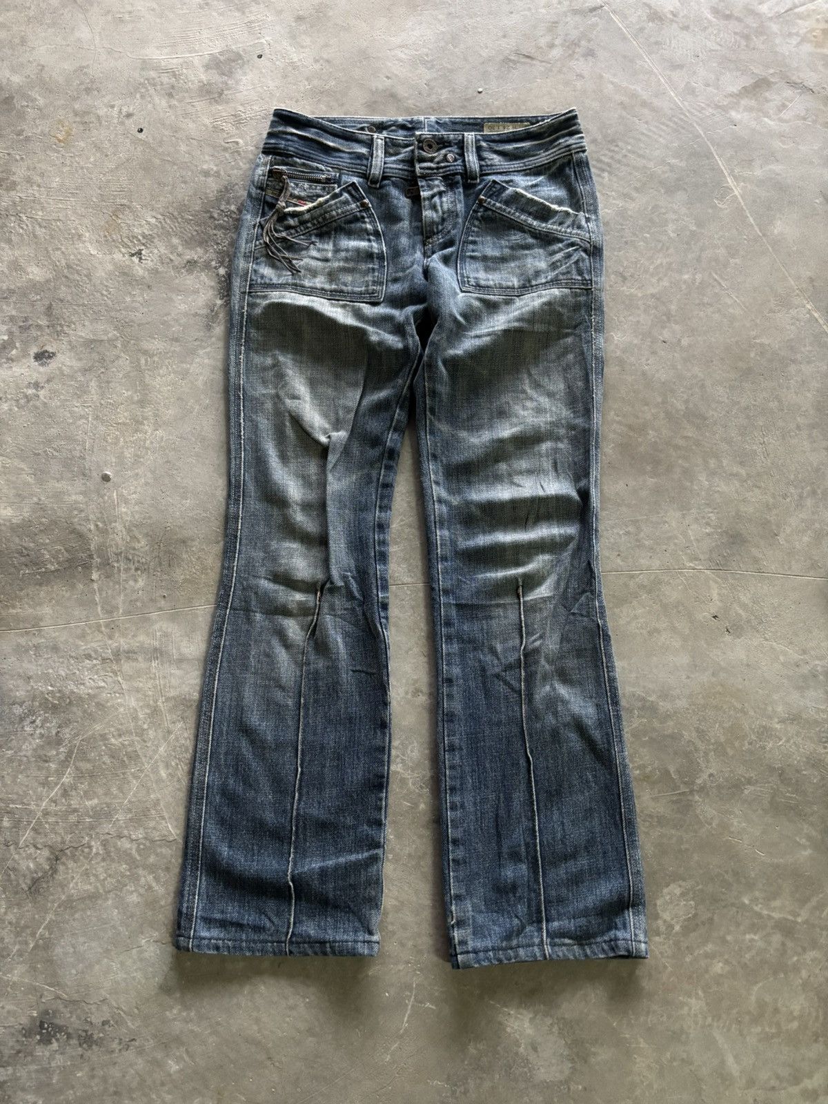 Diesel FLARE diesel jeans pleated leg style punk grunge inspired Size 28" / US 6 / IT 42 - 1 Thumbnail