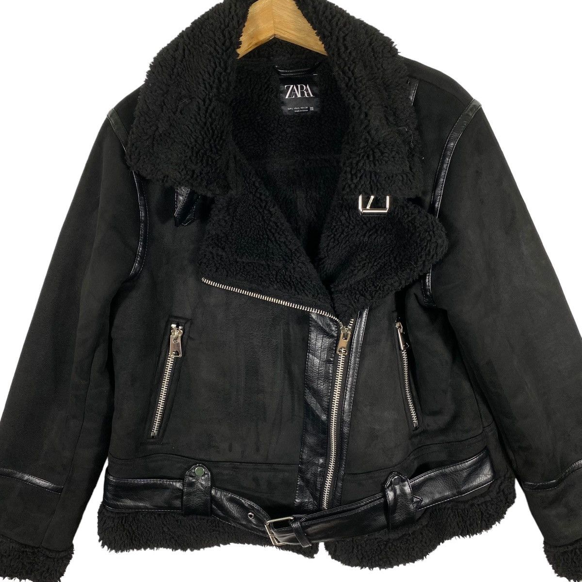 Zara Zara Black Faux Suede Jacket Size L / US 10 / IT 46 - 4 Thumbnail