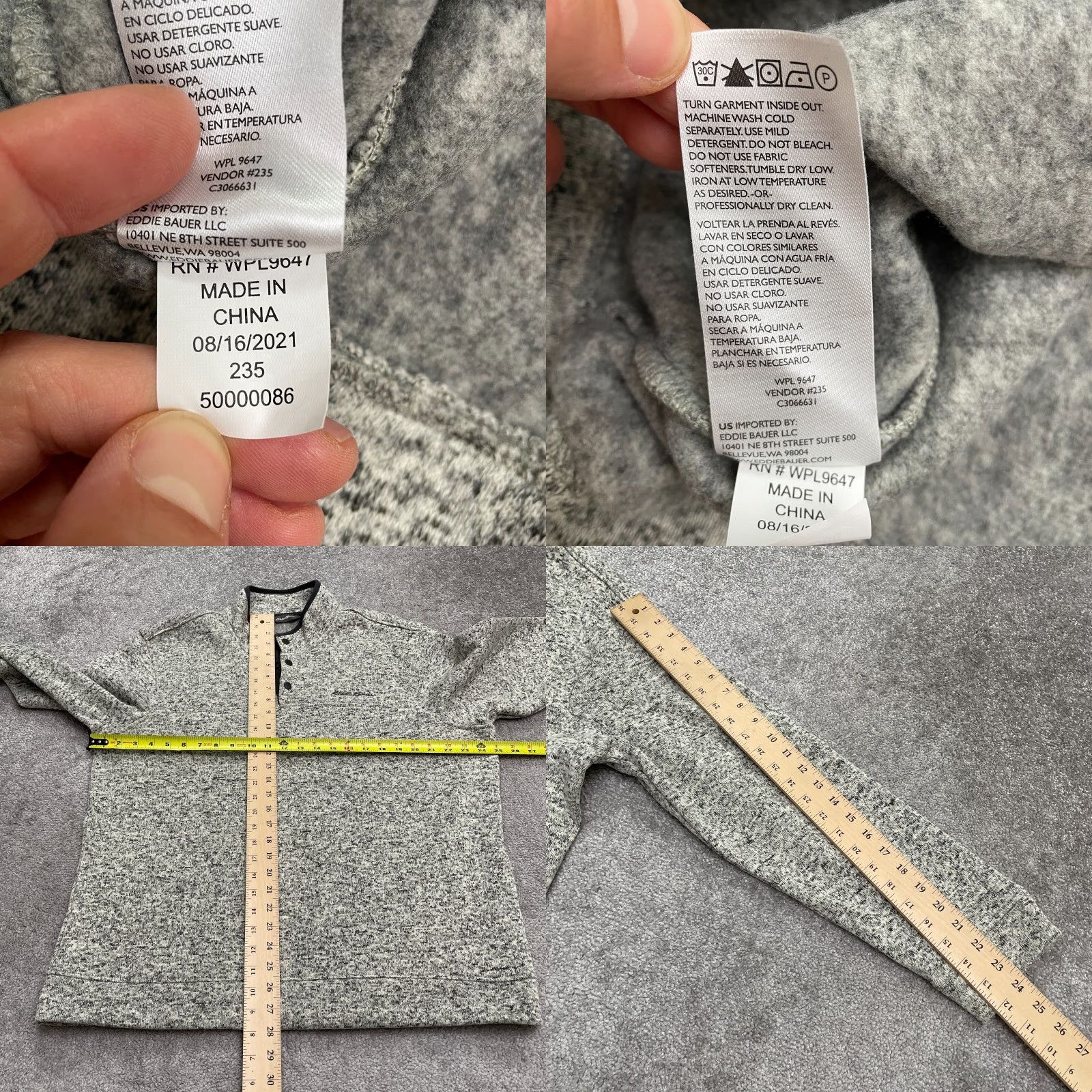 Eddie Bauer Eddie Bauer Jacket Men XL Fleece 1/4 Snap Button Stand-Up Collar Gray Outdoor Basic Coat Size US XL / EU 56 / 4 - 8 Thumbnail