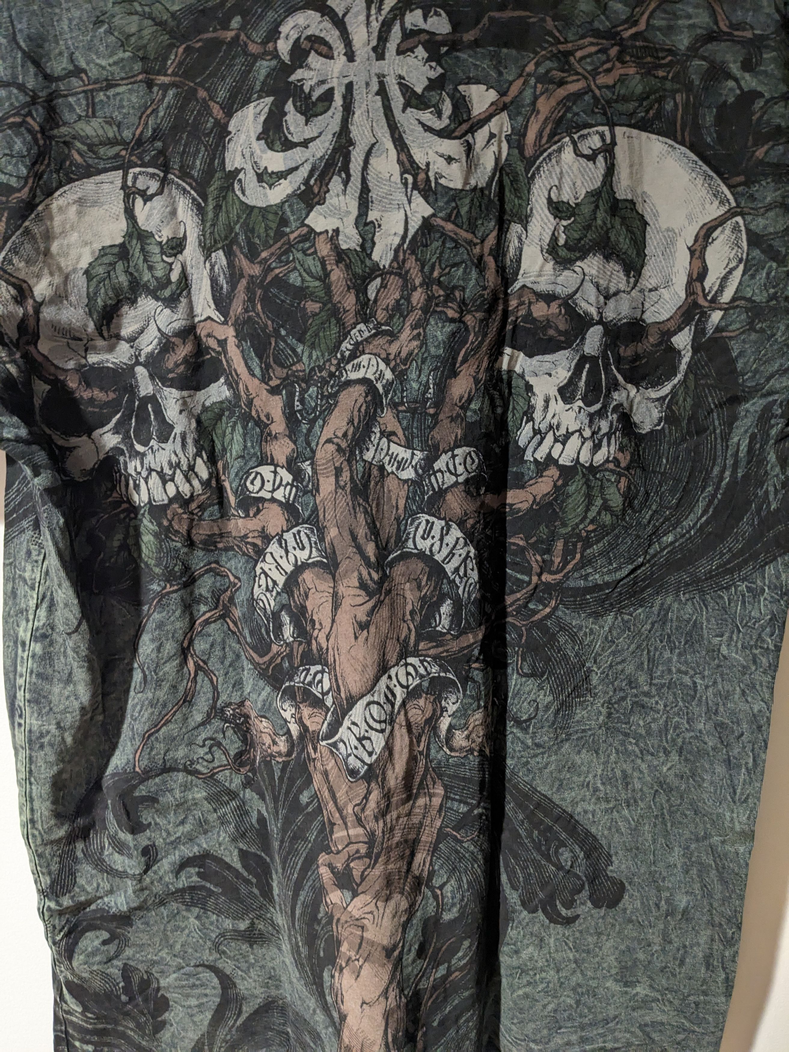 Affliction × Vintage Vintage Affliction Skull Forest Woods Black T-shirt Size US S / EU 44-46 / 1 - 9 Thumbnail