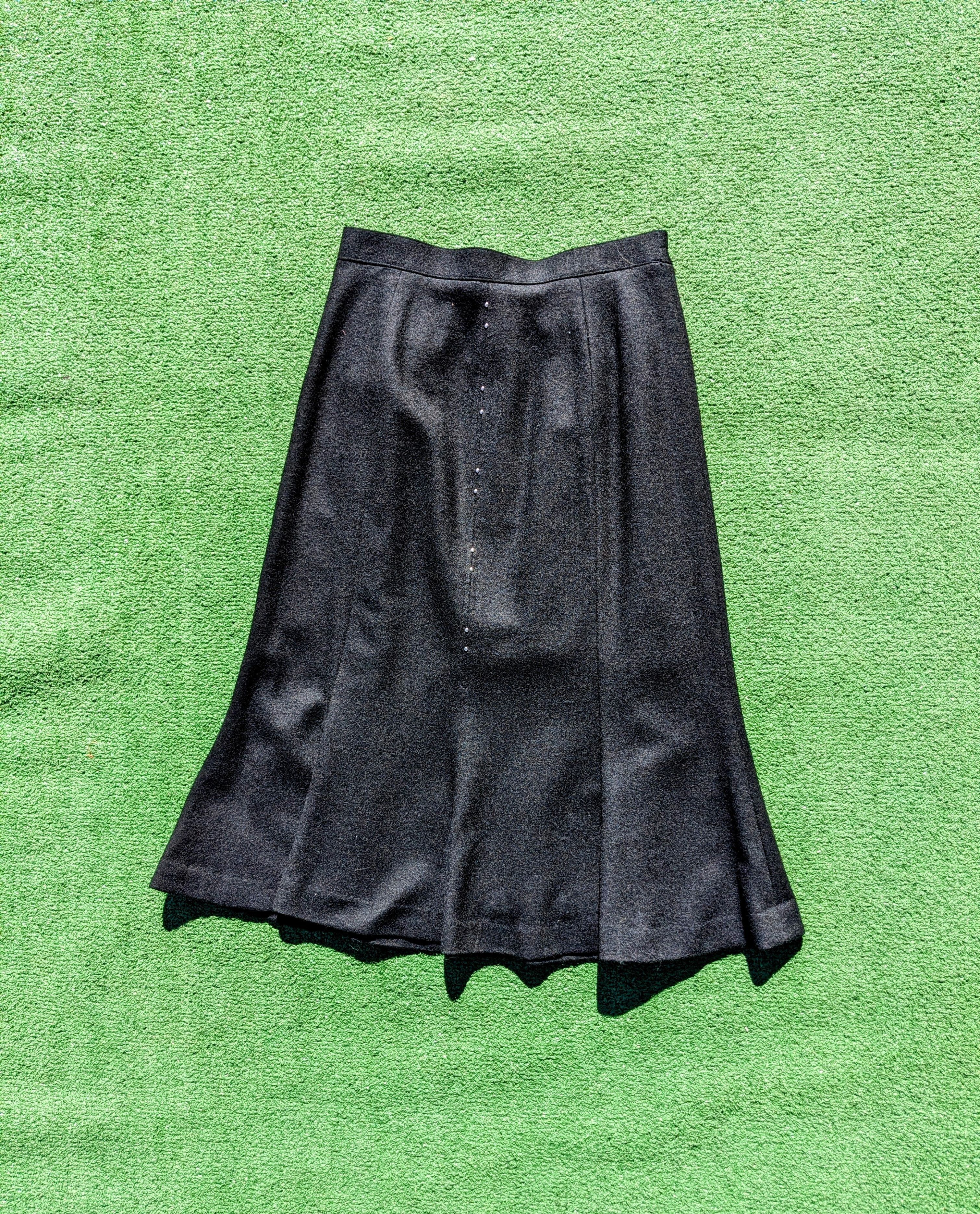 Vintage More Mind Flat Black Silver Single Beads Wool Maxi Skirt Size 30" / US 8 / IT 44 - 7 Thumbnail