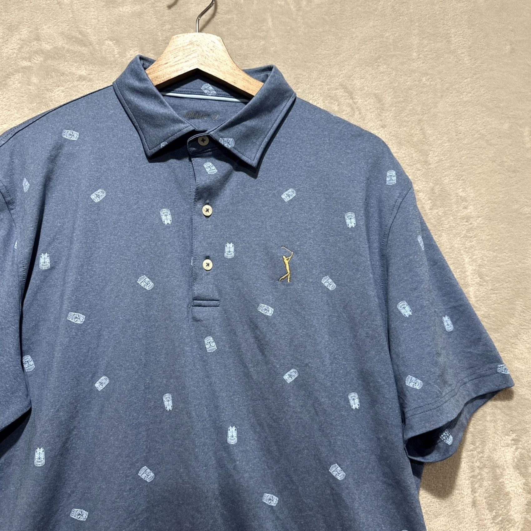 johnnie-O Johnnie-O Okie Polo Shirt Short Sleeve L Embroidered Logo Tiki Print Blue Mens Polo Size US L / EU 52-54 / 3 - 4 Thumbnail