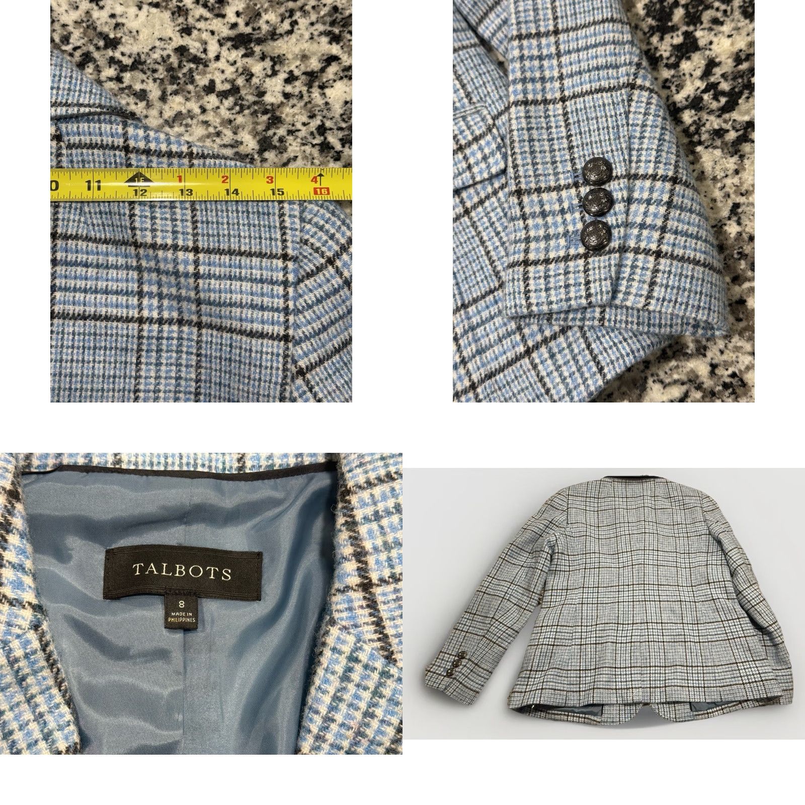 Talbots VINTAGE Talbots Women's Blazer Short Wool Blend Shetland Plaid 8 Formal Fall Spring Winter Size M / US 6-8 / IT 42-44 - 8 Thumbnail