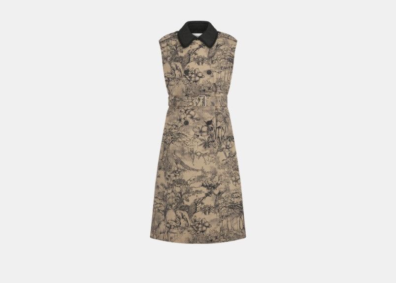 Dior o1w1db10824 2-in-1 Sleeveless Coat in Beige Black Size M / US 6-8 / IT 42-44 - 1 Thumbnail