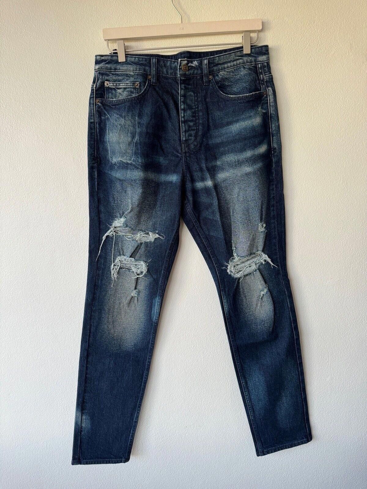 Ksubi new Ksubi mens denim jean 32 wolfgang blue lowlite trashed Size US 32 / EU 48 - 1 Thumbnail