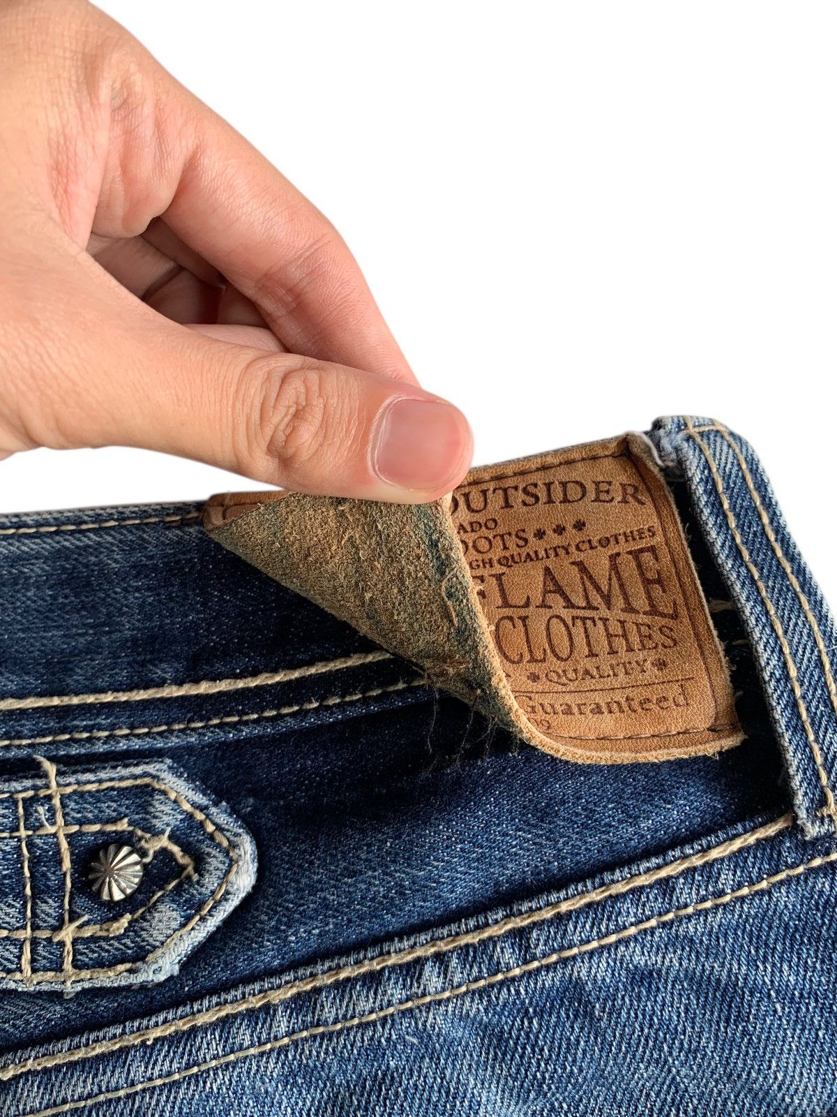 Other RARE BLACK FRAME SELVEDGE BUCKLE BACK FADED DISTRESSED DENIM Size US 32 / EU 48 - 16 Thumbnail