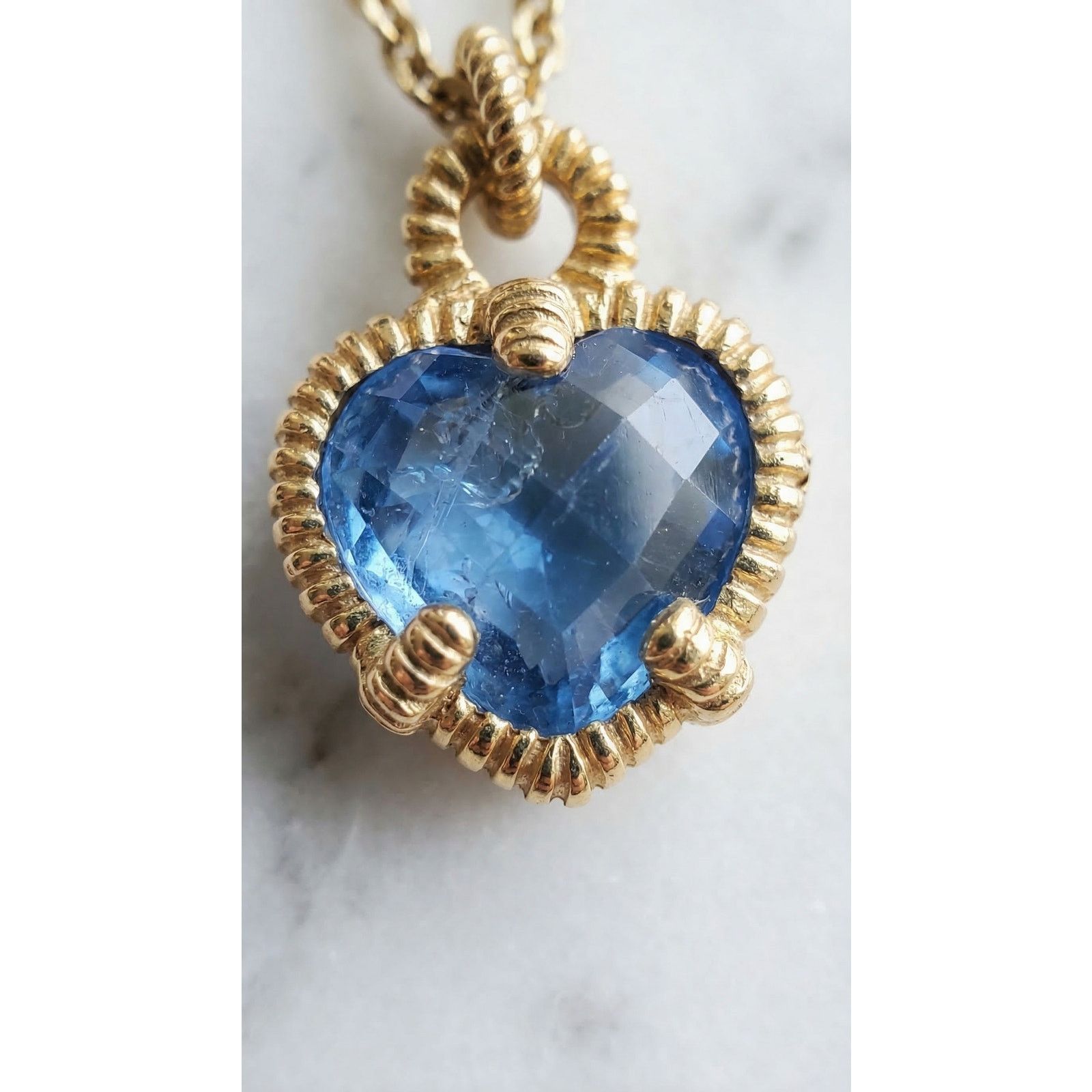 Judith Ripka Judith Ripka Blue Heart Chain Sterling Silver Necklace Size ONE SIZE - 5 Thumbnail
