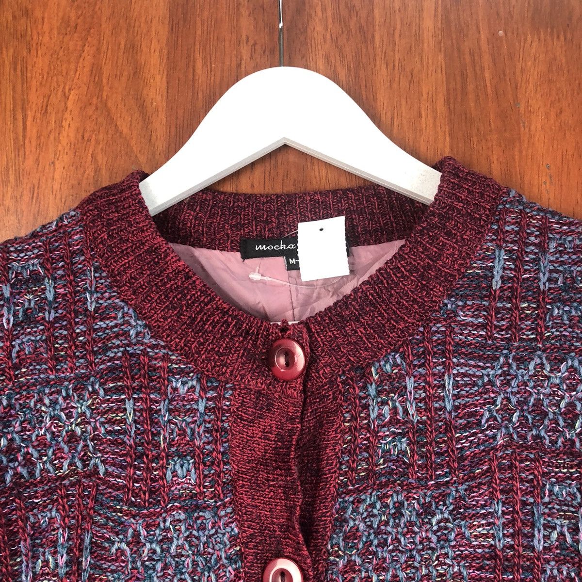 Japanese Brand Mocha Ginene Maroon Patterned Cardigans #7493 Size M / US 6-8 / IT 42-44 - 4 Thumbnail