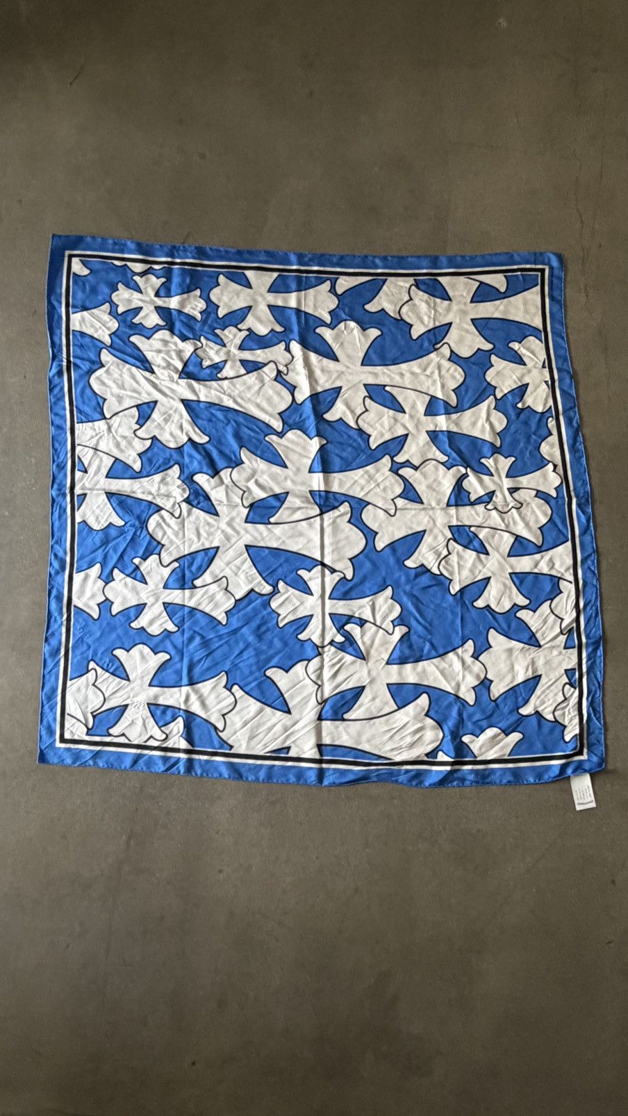 Chrome Hearts Chrome Hearts Blue and White Silk Graphic Scarf Size ONE SIZE - 1 Thumbnail