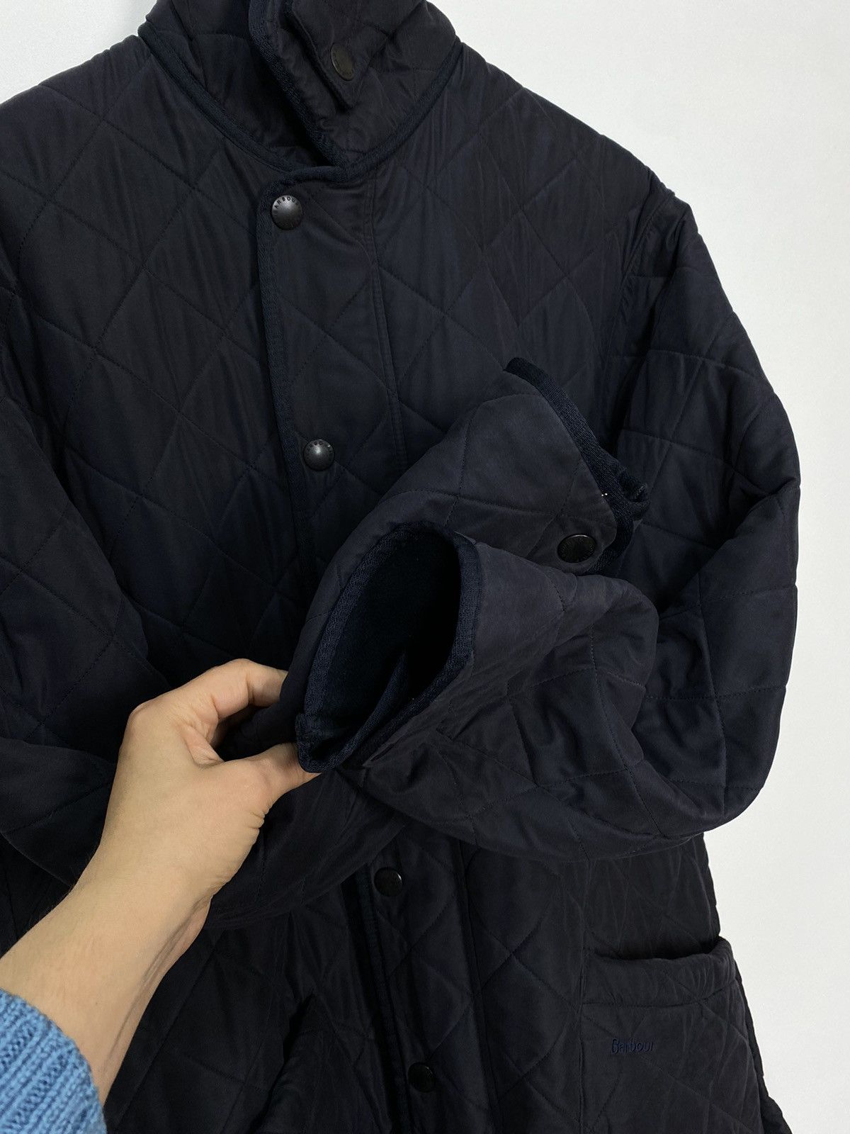 Designer Barbour Microfibre Polarquilt Jacket Navy Mens Size Medium Size US M / EU 48-50 / 2 - 12 Thumbnail